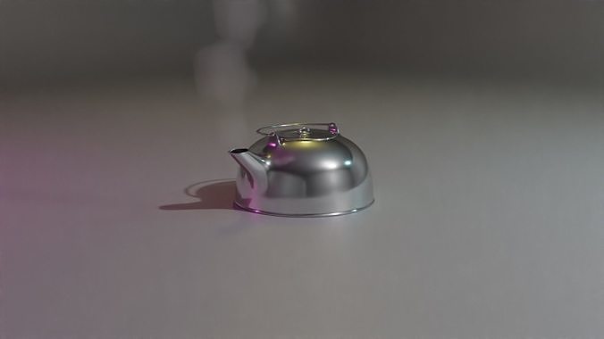 Teapot silver on table Free low-poly 3D model