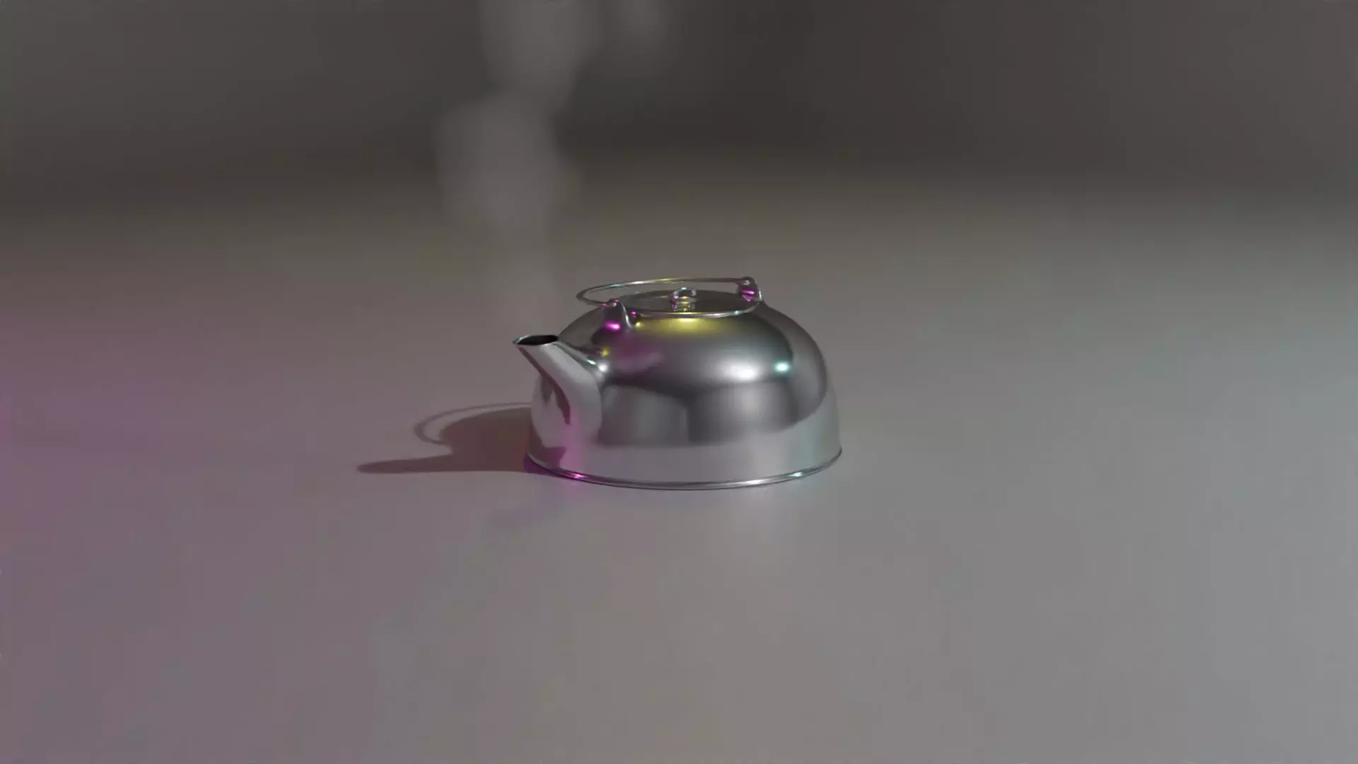 Teapot silver on table Free low-poly 3D model