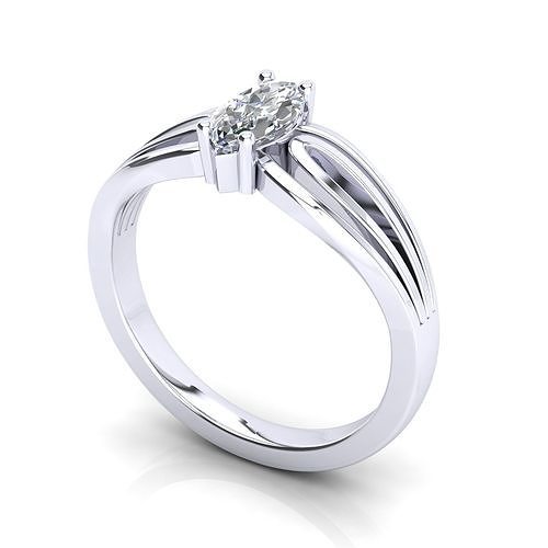 solitary ring engagement jewel with diamond marquise 3D print model