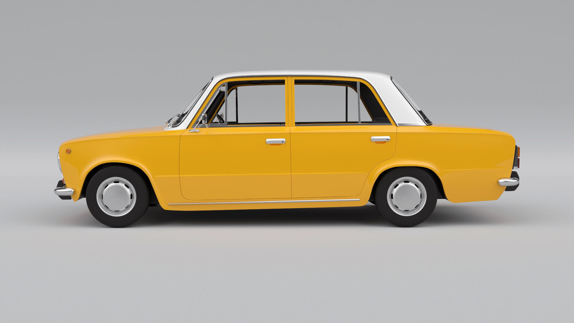 Fiat 124 1974 Low-poly 3D model_3