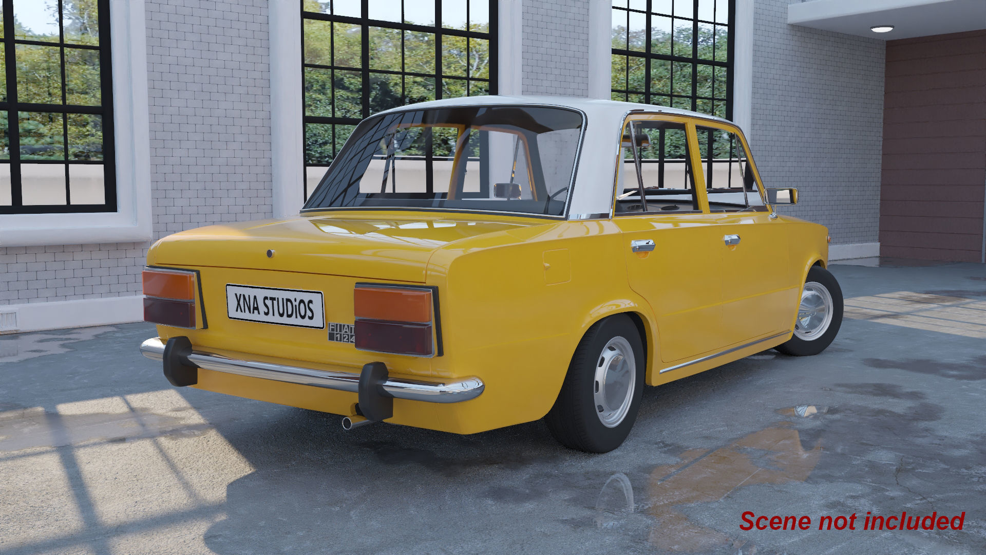 Fiat 124 1974 Low-poly 3D model_10