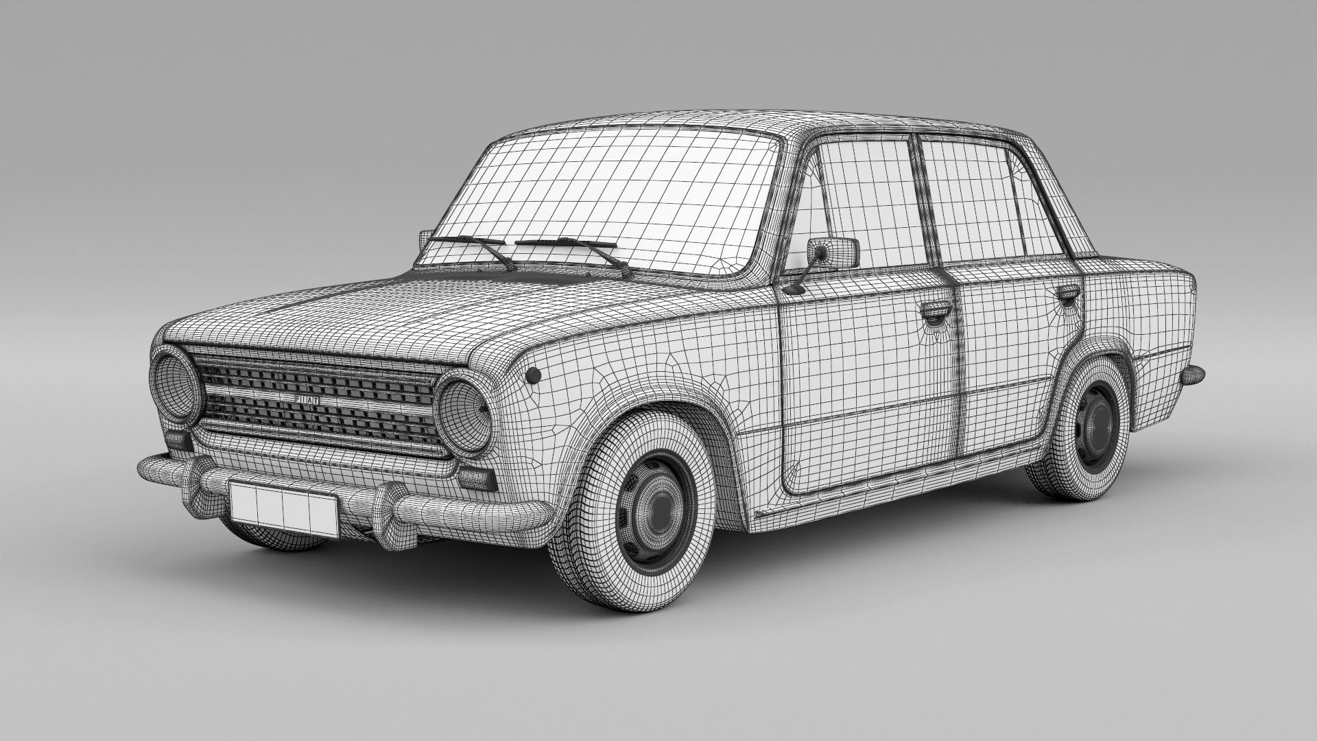 Fiat 124 1974 Low-poly 3D model_13