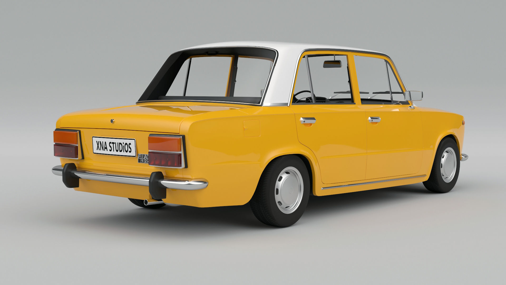 Fiat 124 1974 Low-poly 3D model_2