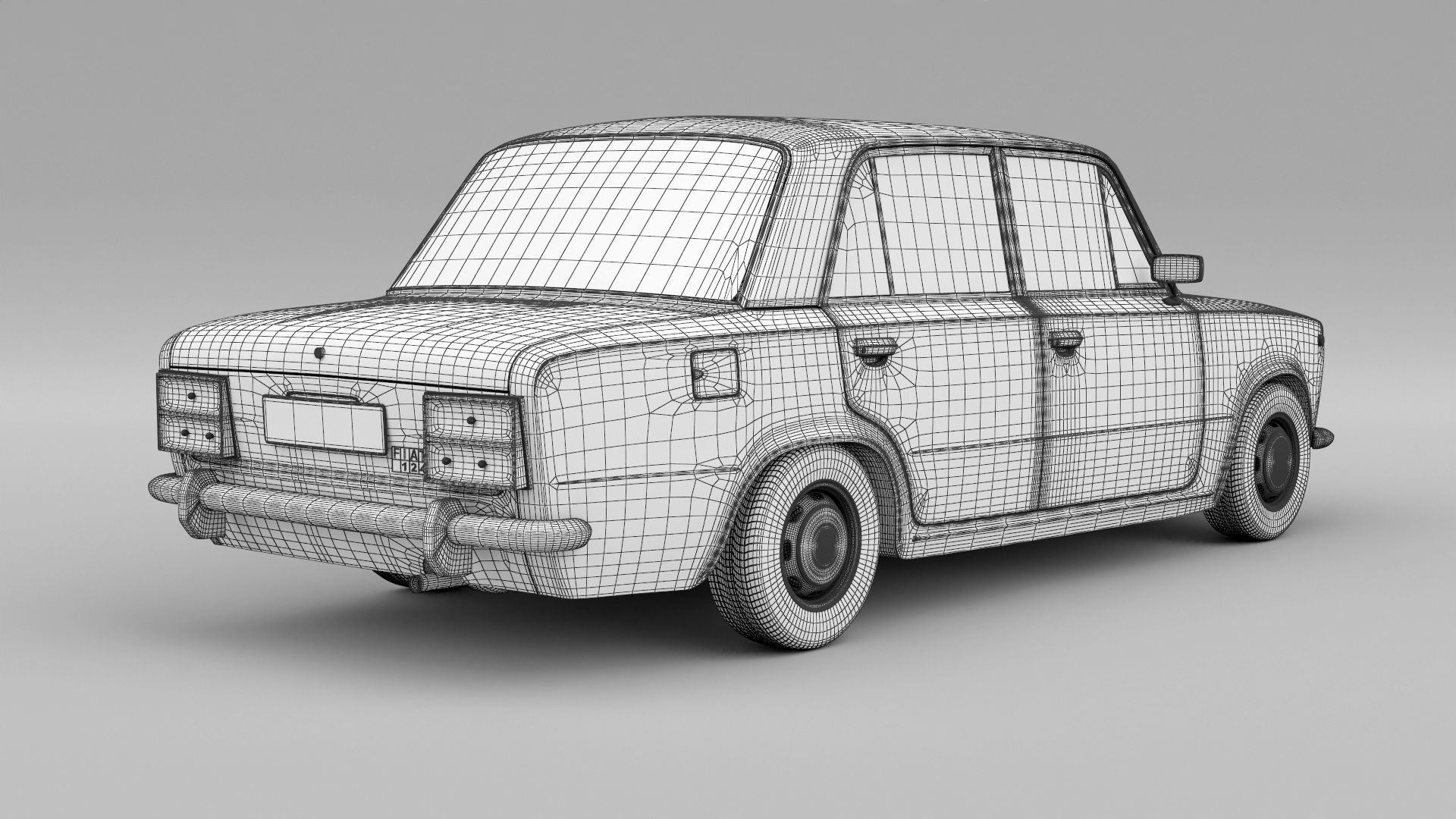 Fiat 124 1974 Low-poly 3D model_14