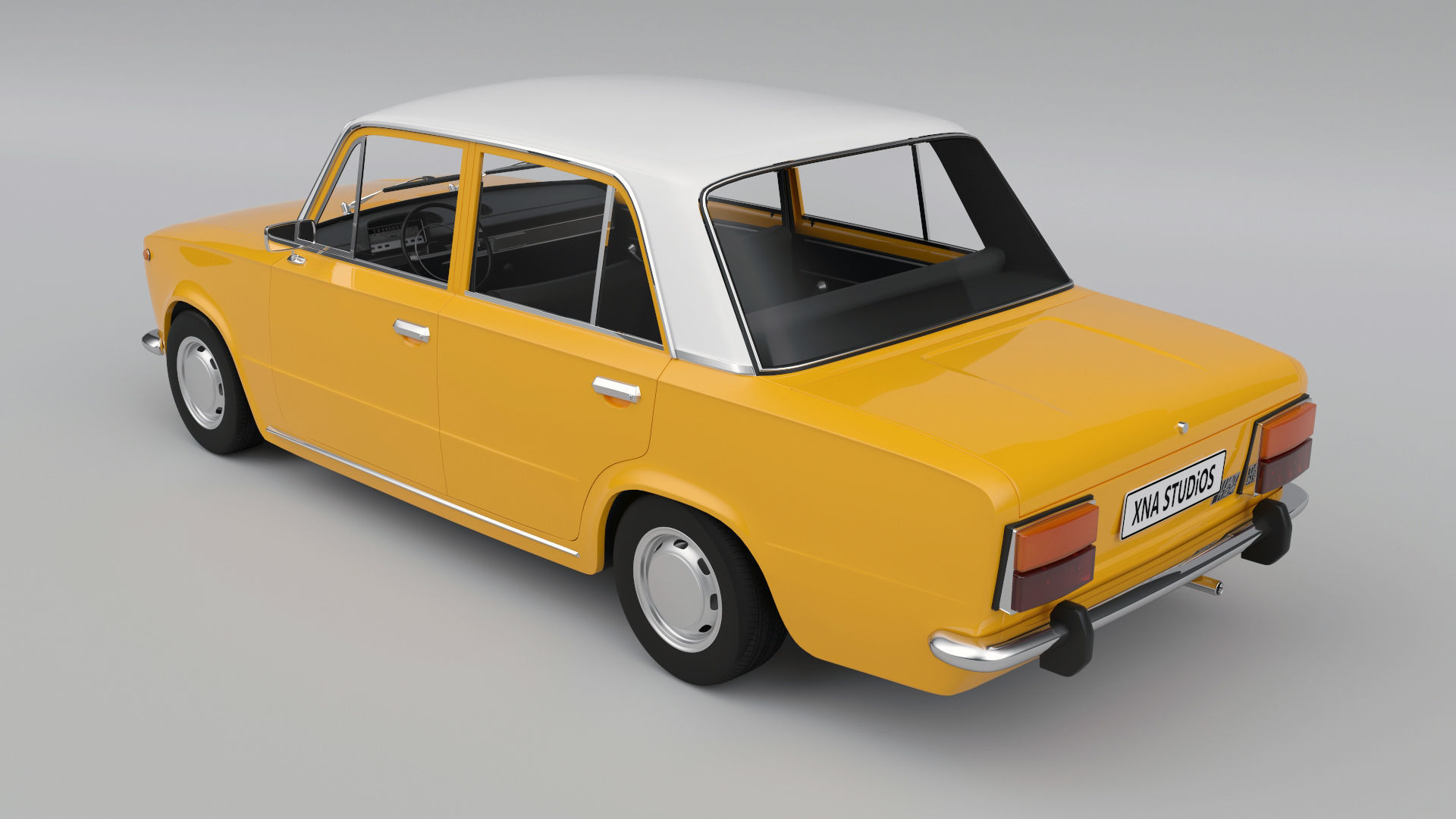 Fiat 124 1974 Low-poly 3D model_7