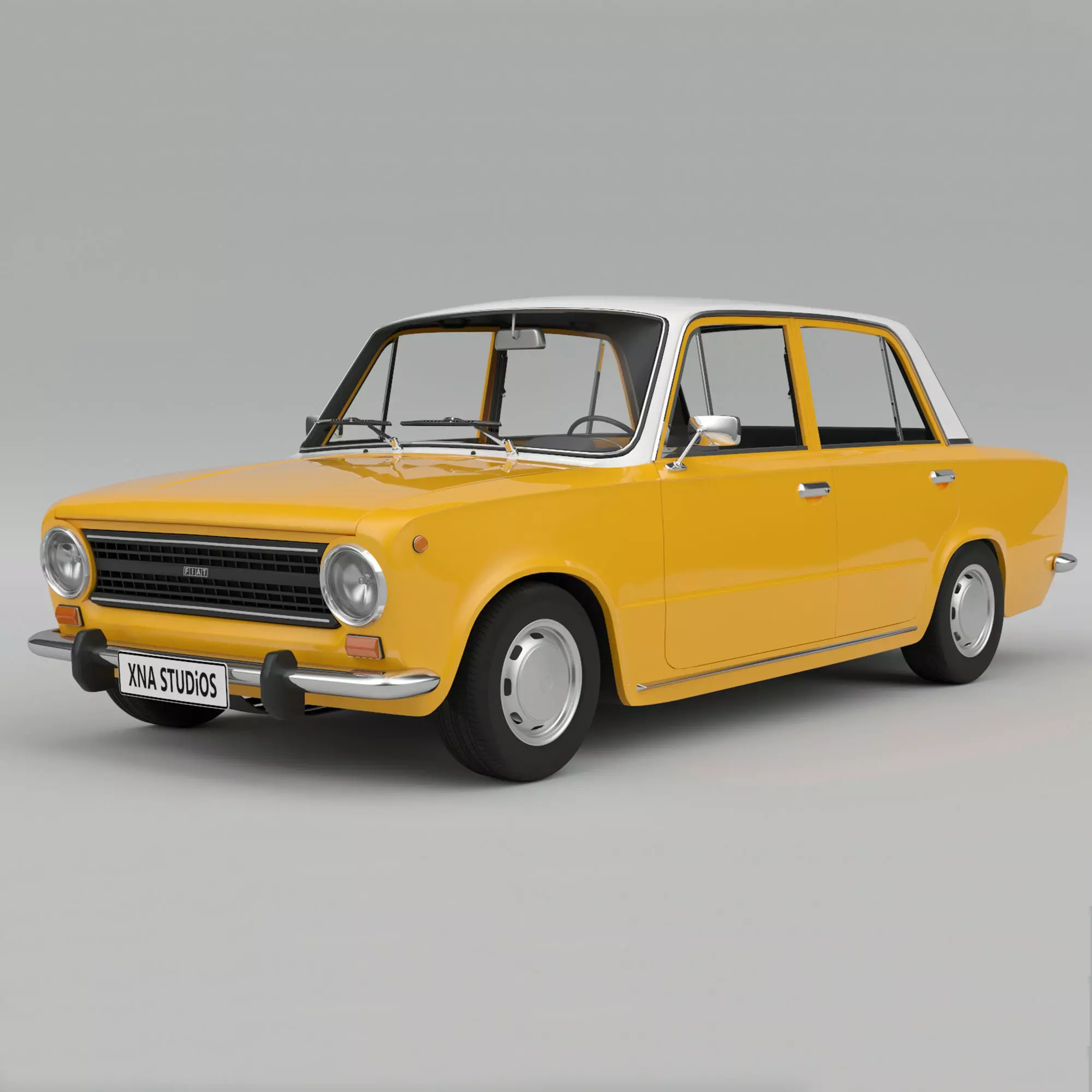 Fiat 124 1974 Low-poly 3D model_0