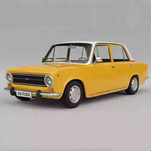 Fiat 124 1974 Low-poly 3D model