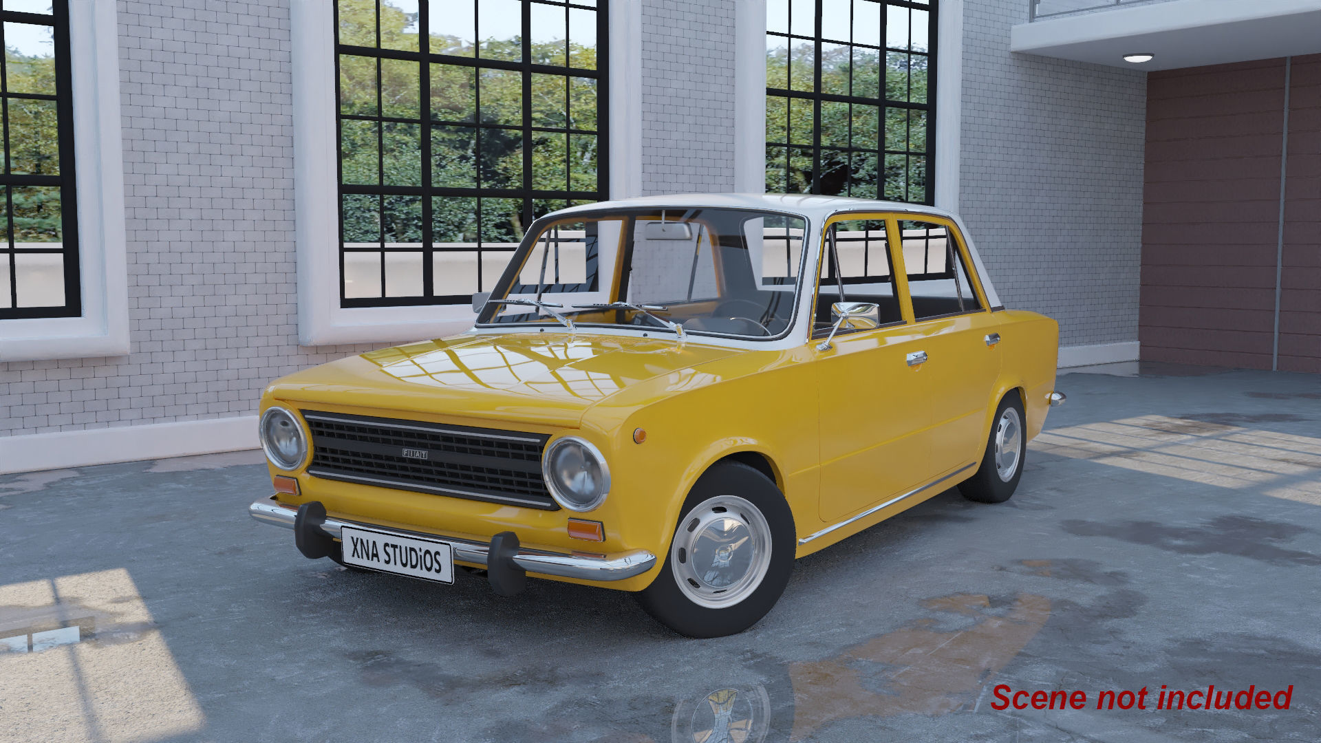 Fiat 124 1974 Low-poly 3D model_9