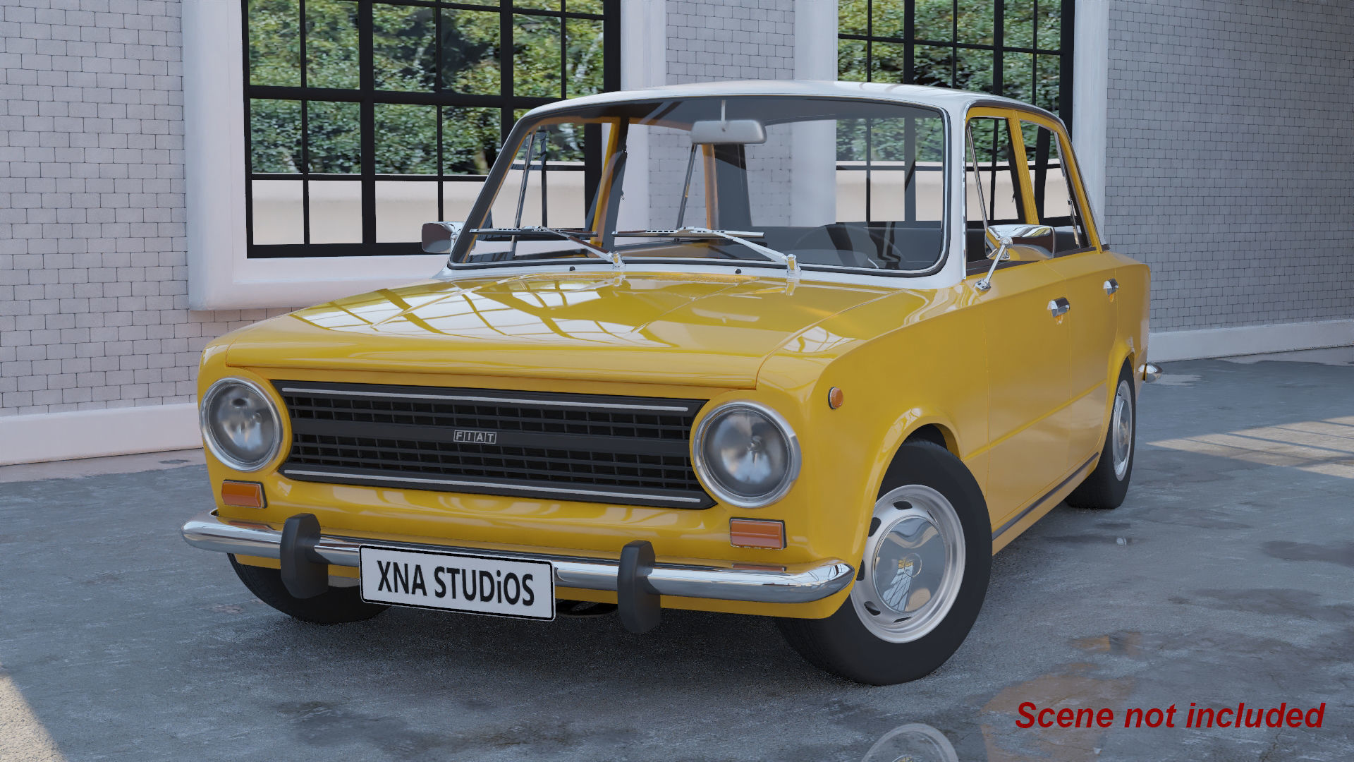 Fiat 124 1974 Low-poly 3D model_12