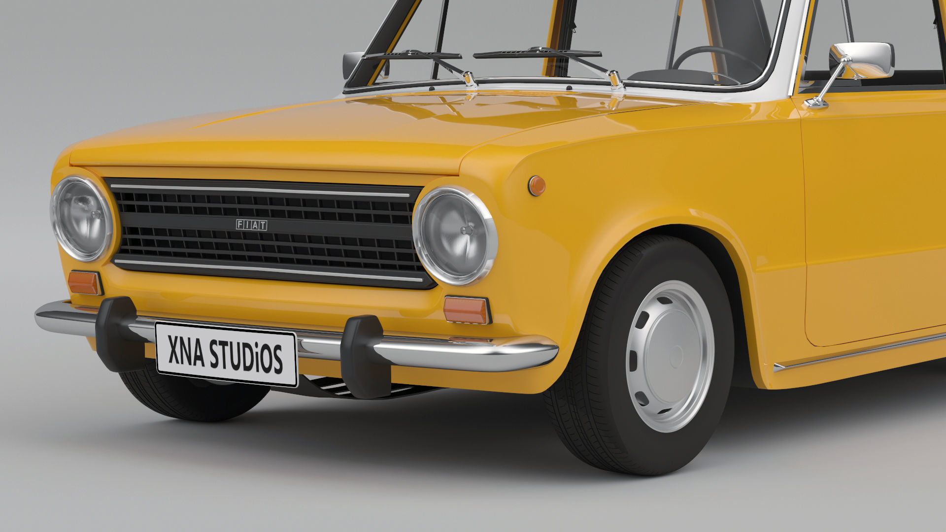 Fiat 124 1974 Low-poly 3D model_4