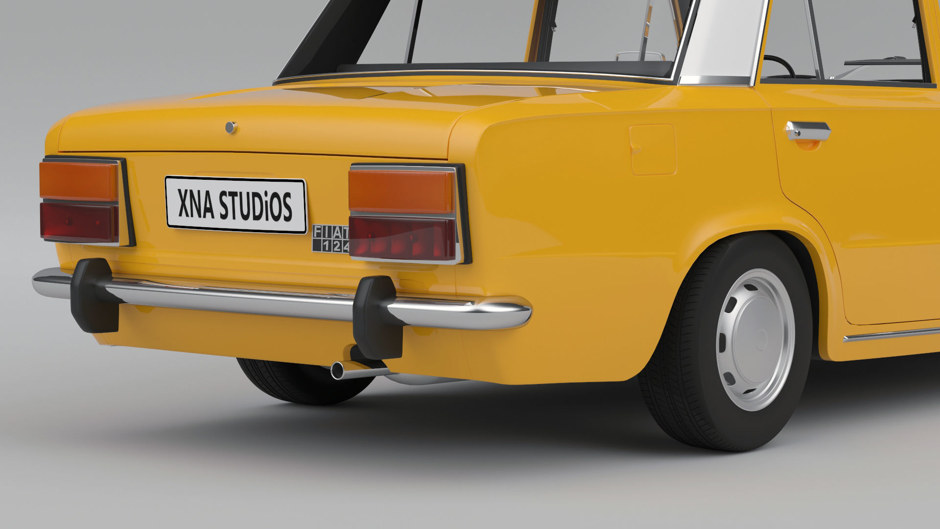 Fiat 124 1974 Low-poly 3D model_5