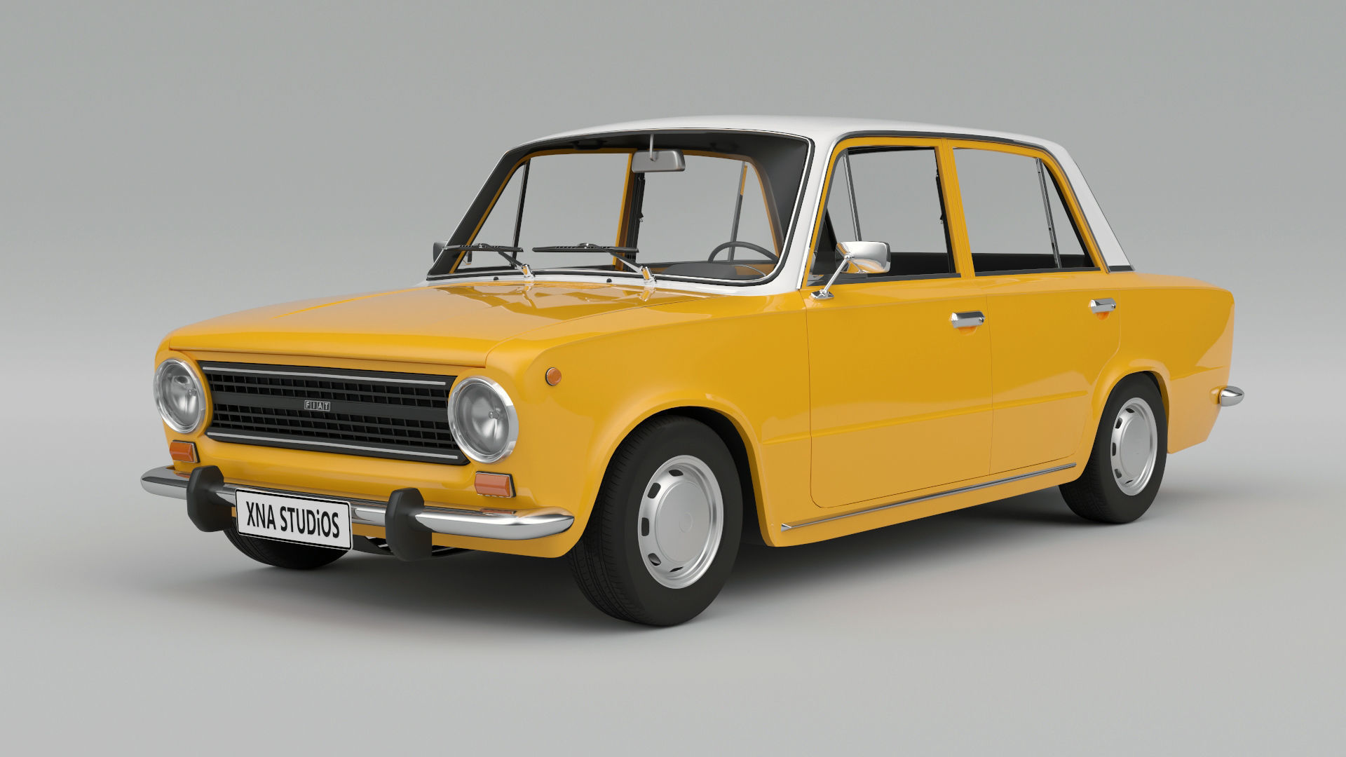 Fiat 124 1974 Low-poly 3D model_1