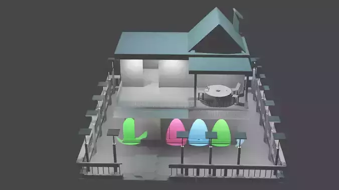 3d home house with surfboards
