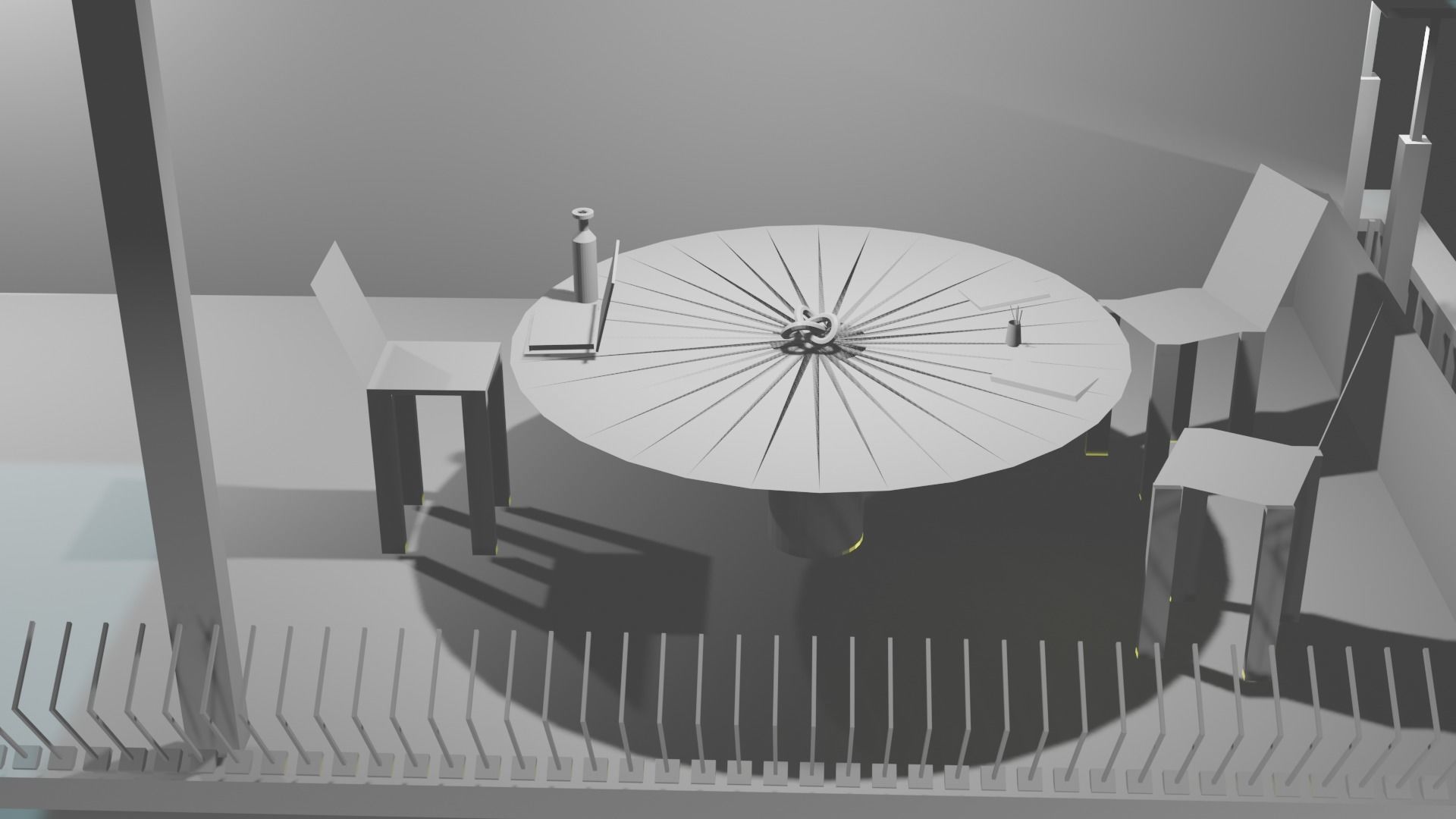 3d home house with surfboards Low-poly 3D model_1