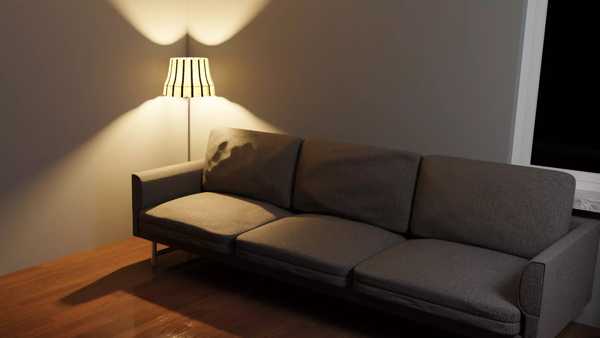 old school floor lamp Low-poly 3D model_0