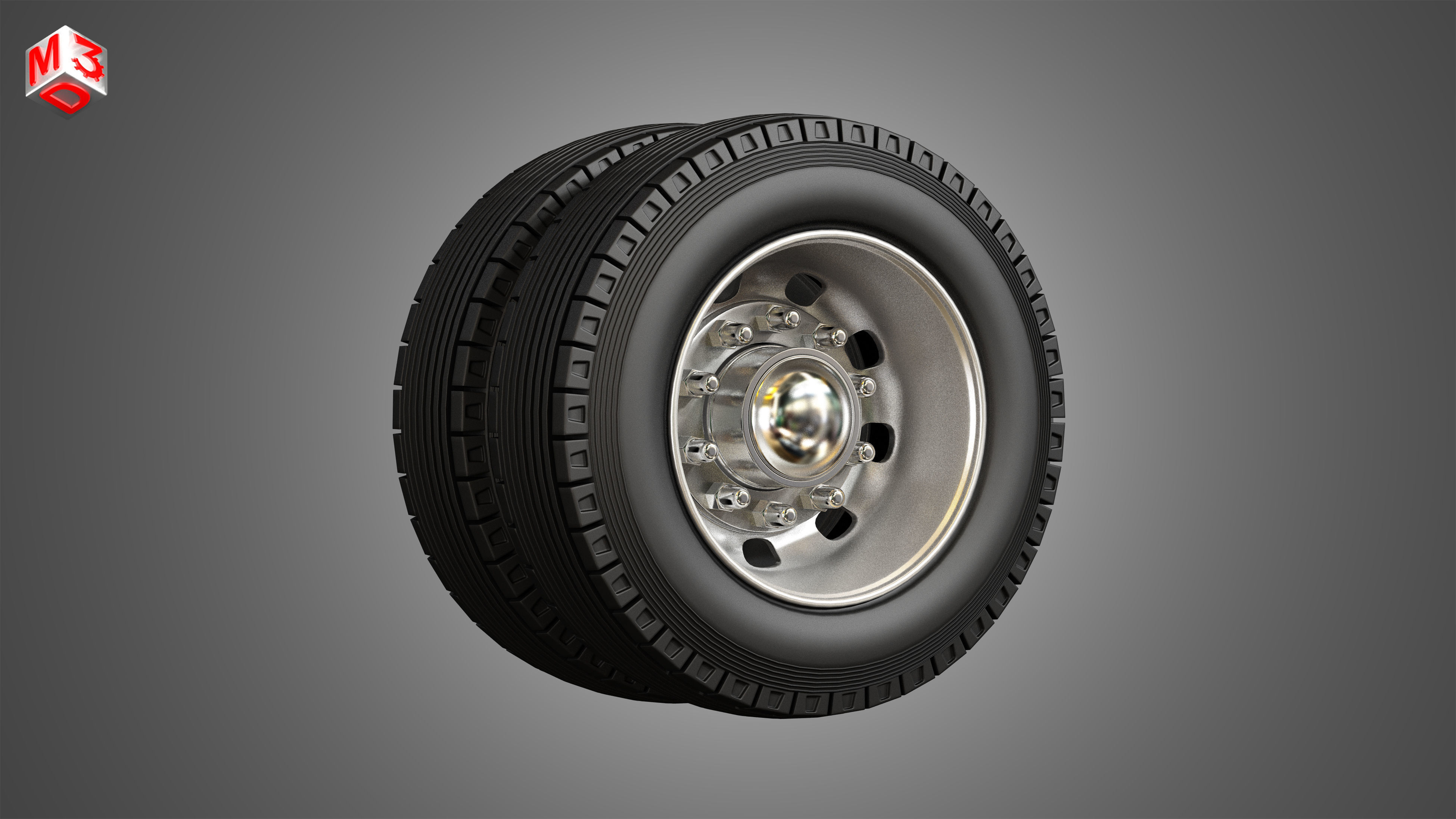 Truck Tires and Alcoa Rims 3D model_7