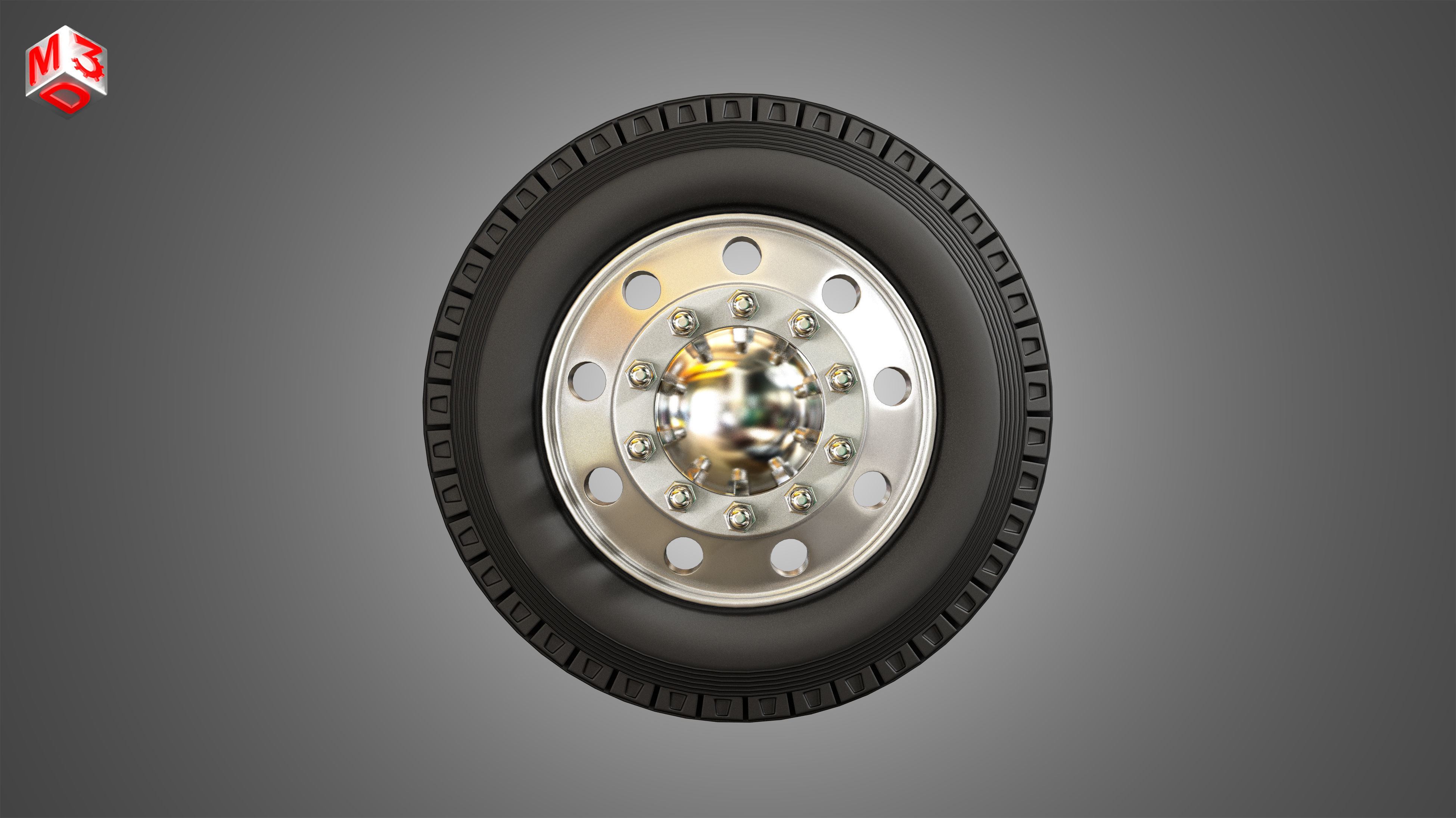 Truck Tires and Alcoa Rims 3D model_2