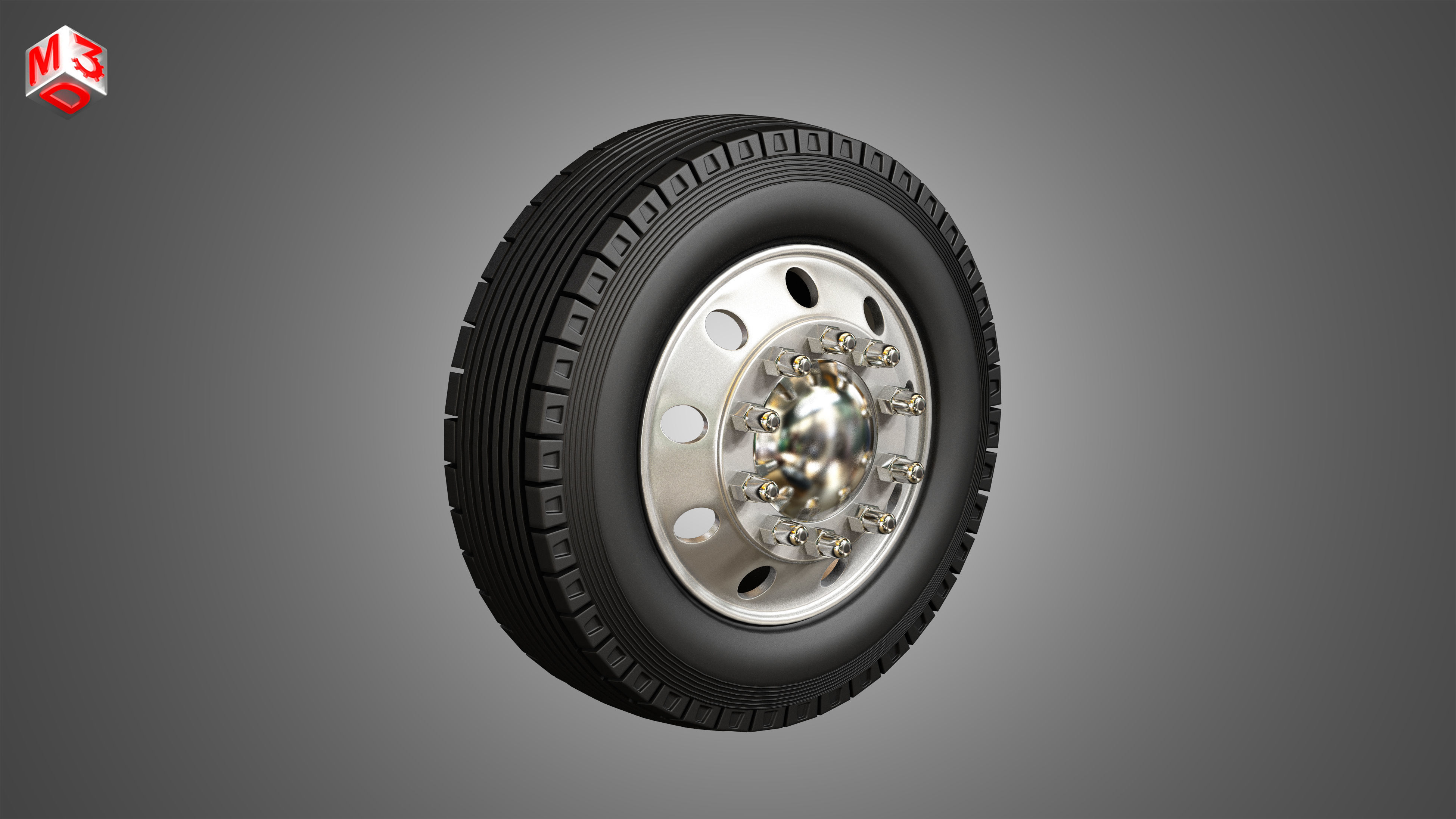 Truck Tires and Alcoa Rims 3D model_1