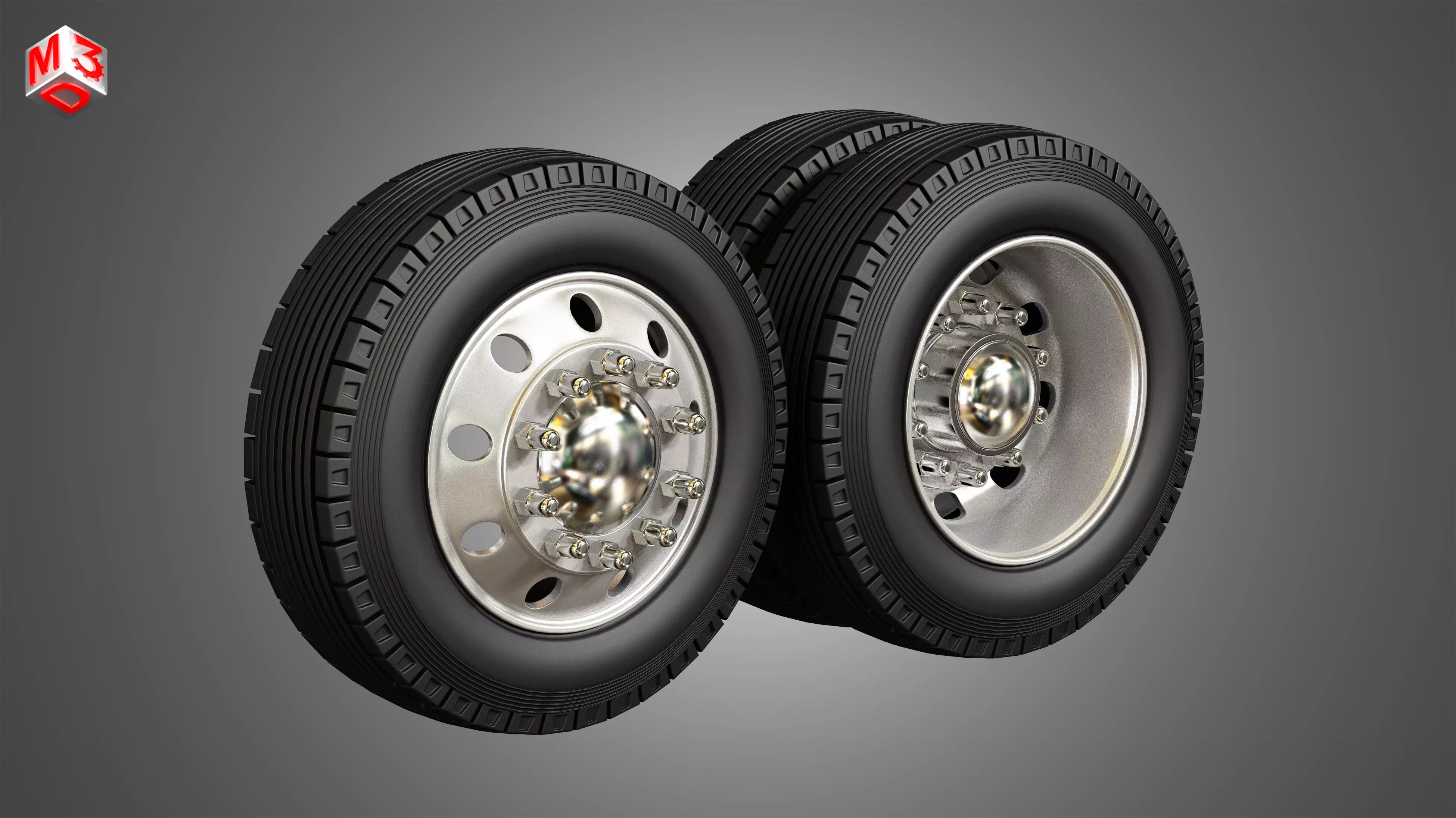 Truck Tires and Alcoa Rims 3D model_0