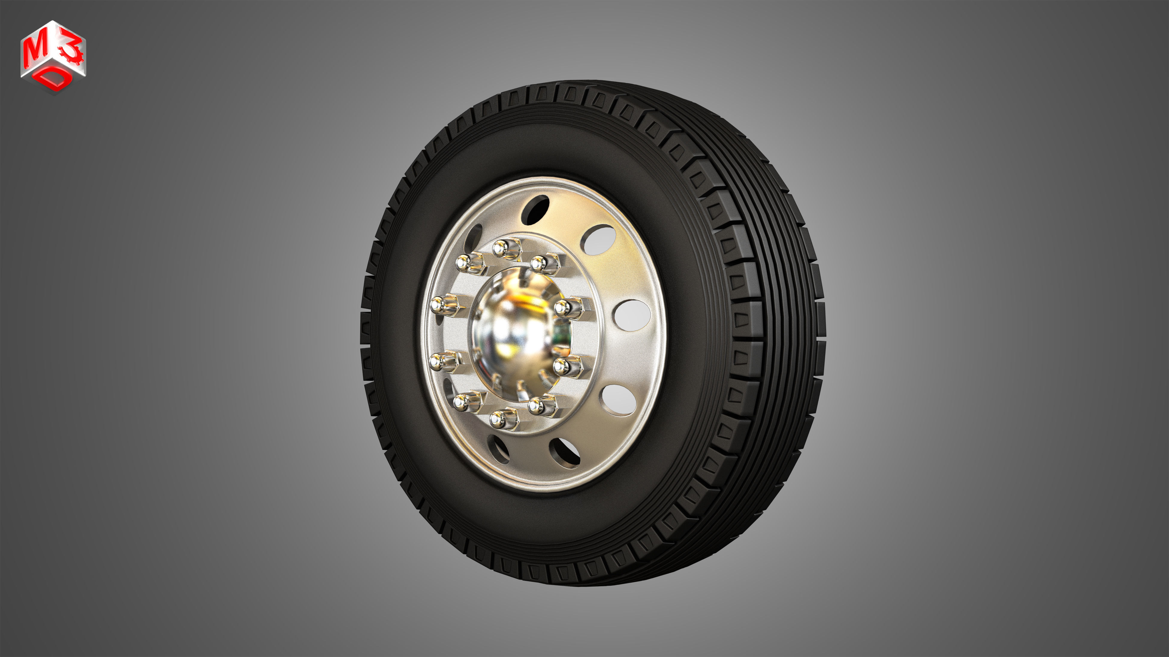 Truck Tires and Alcoa Rims 3D model_4