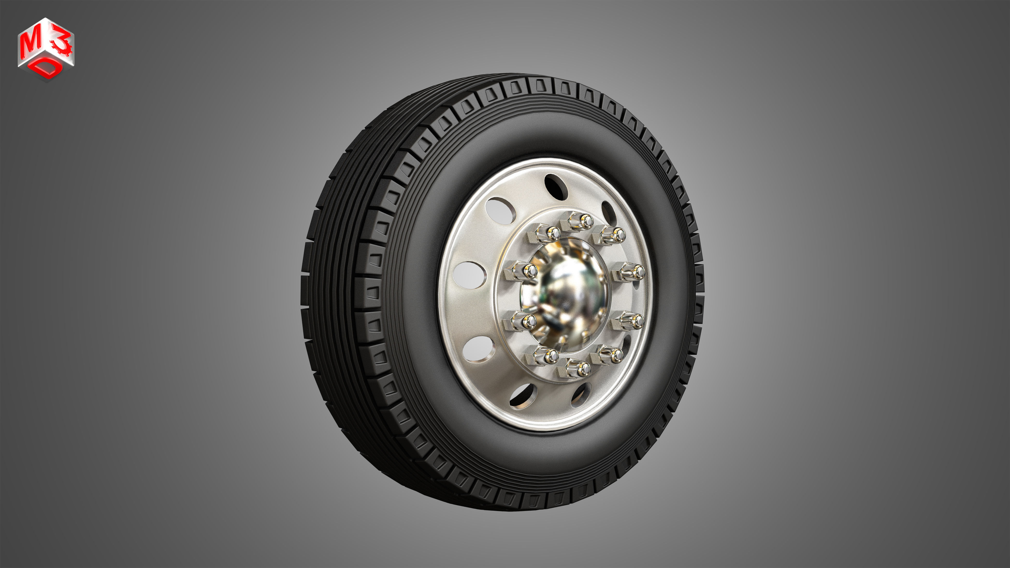 Truck Tires and Alcoa Rims 3D model_3