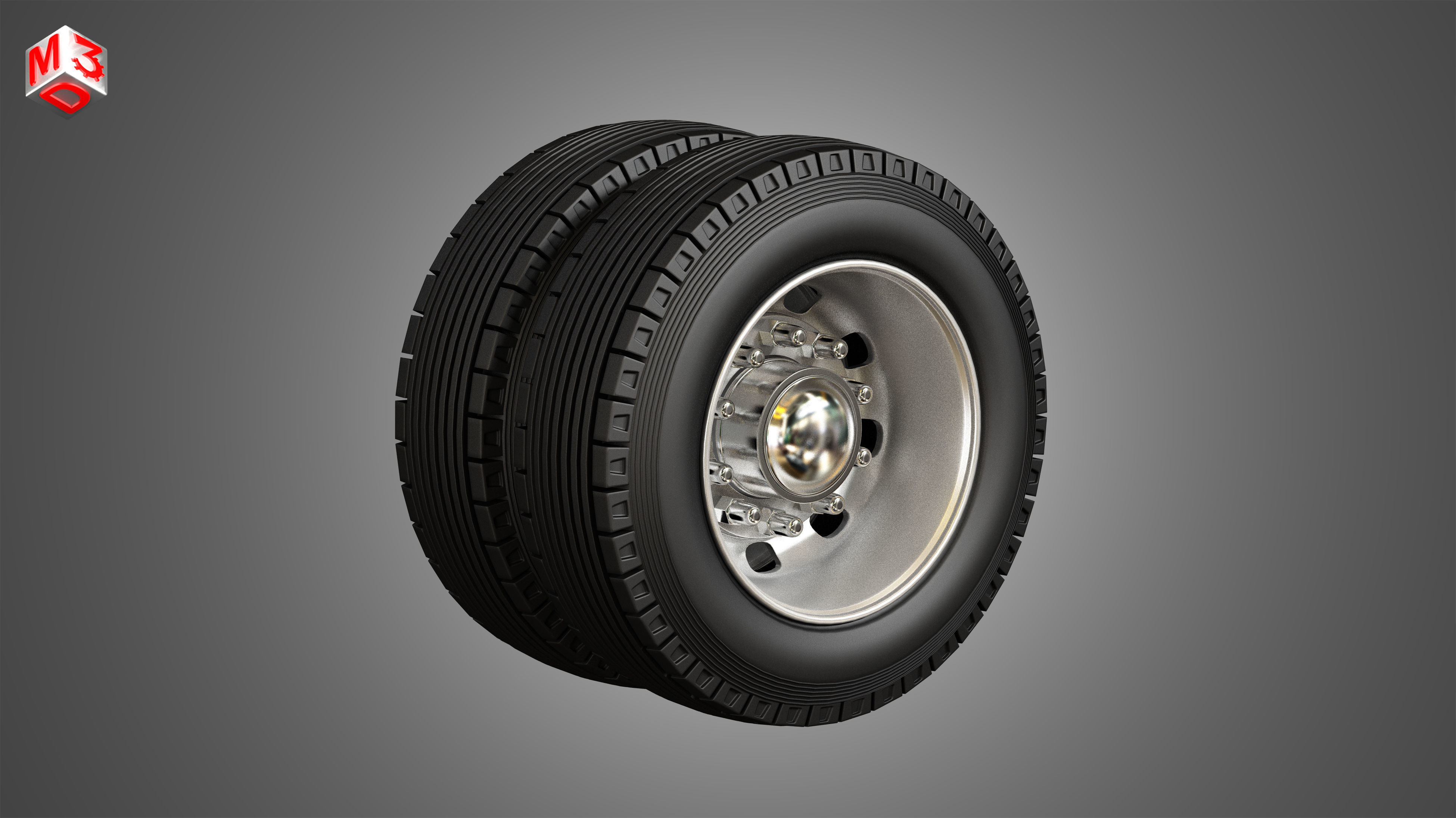Truck Tires and Alcoa Rims 3D model_5