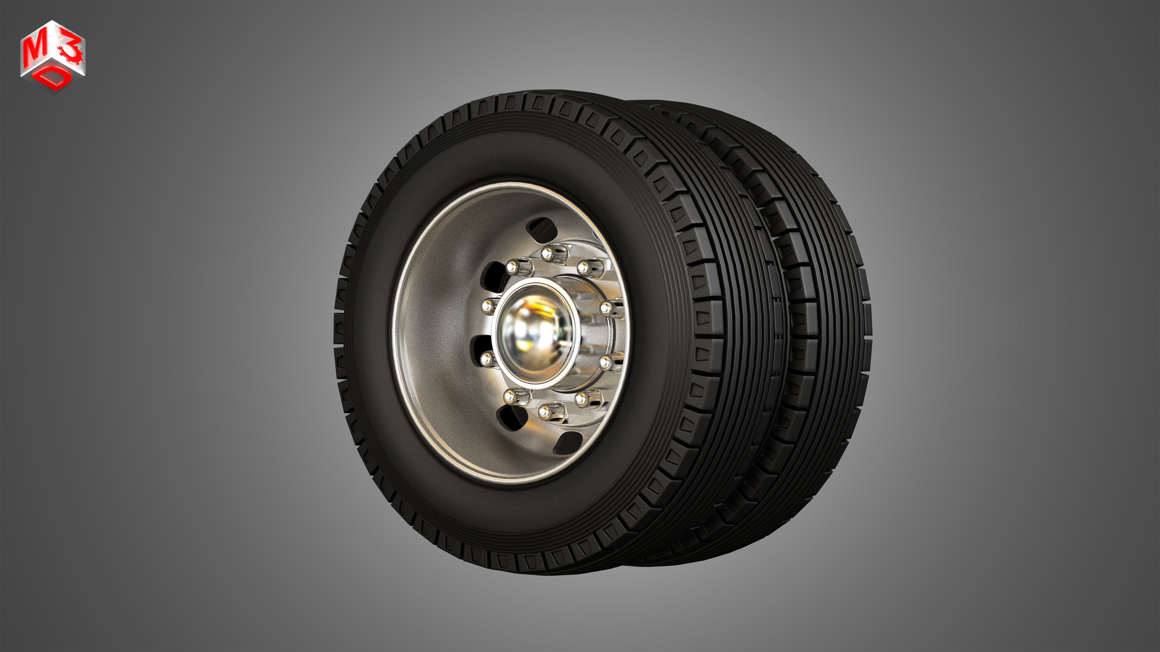Truck Tires and Alcoa Rims 3D model_8