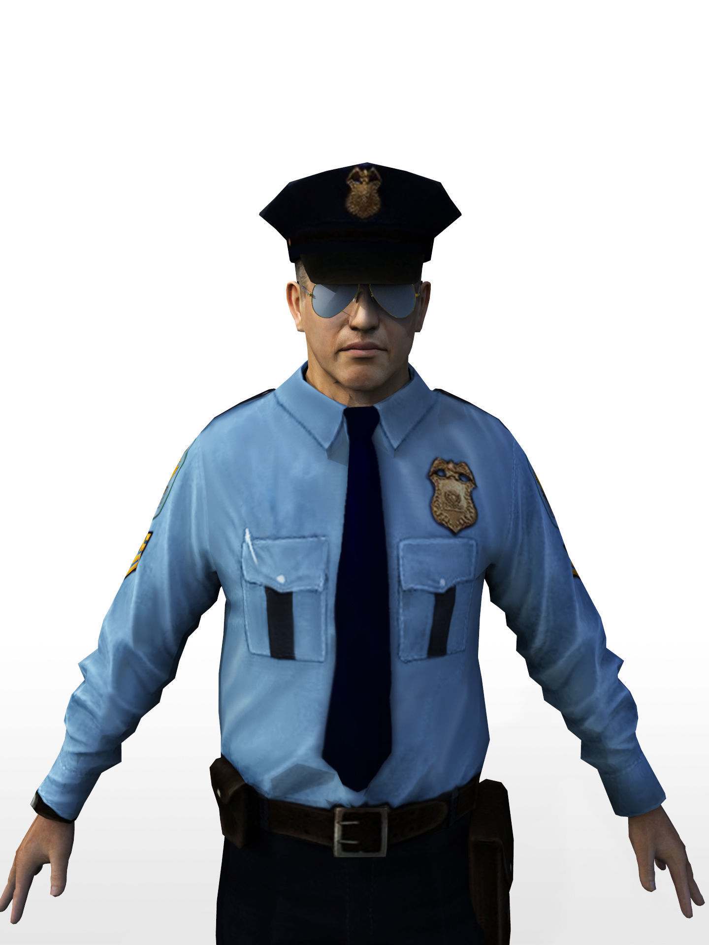 Policeman in sunglass Rigged Character  Low-poly 3D model_7