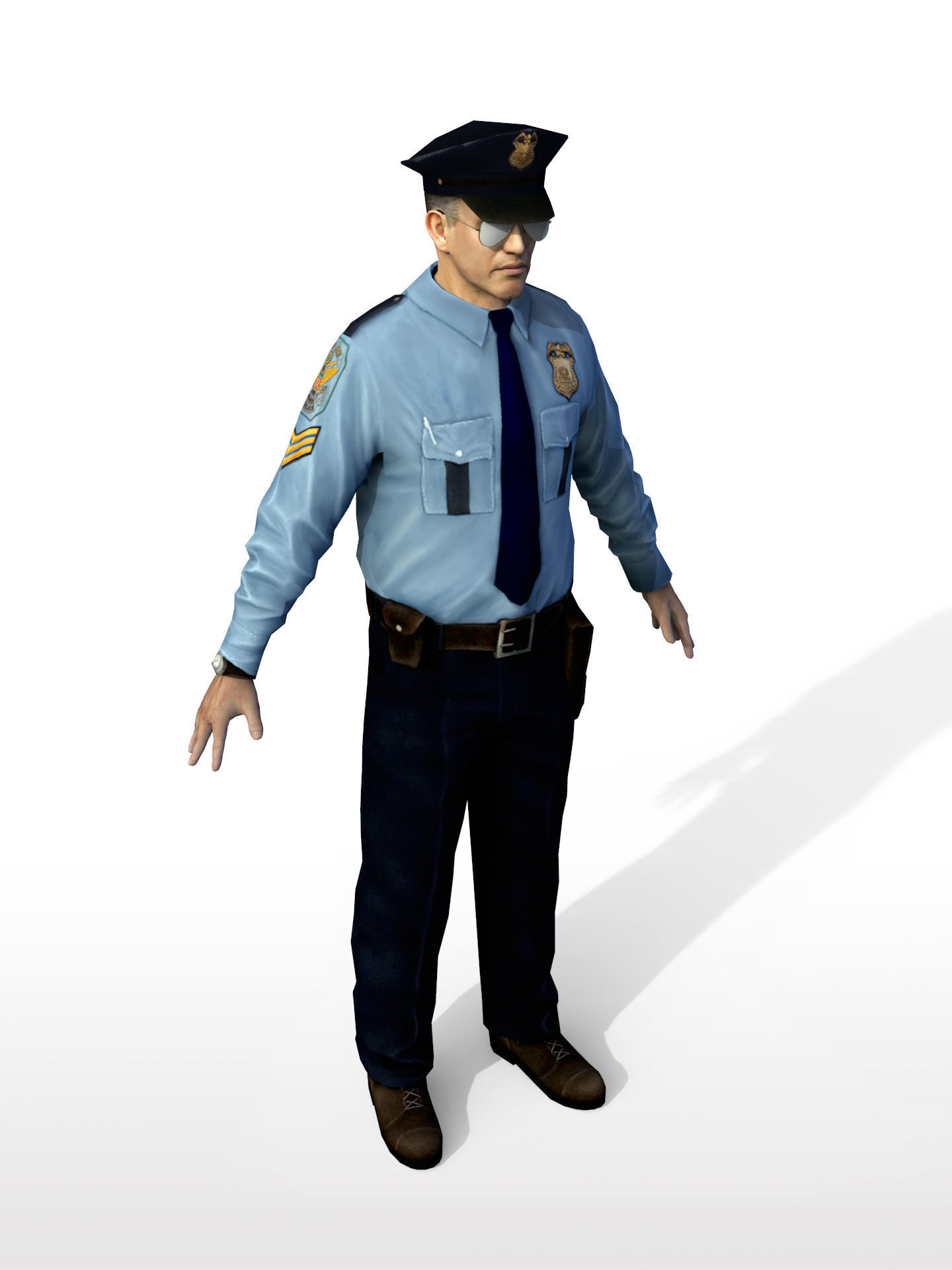 Policeman in sunglass Rigged Character  Low-poly 3D model_8