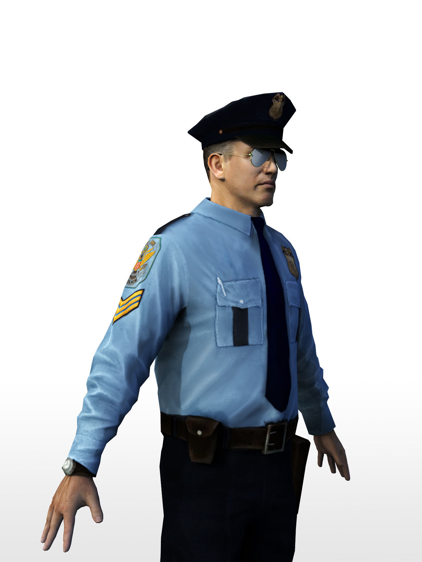 Policeman in sunglass Rigged Character  Low-poly 3D model_4