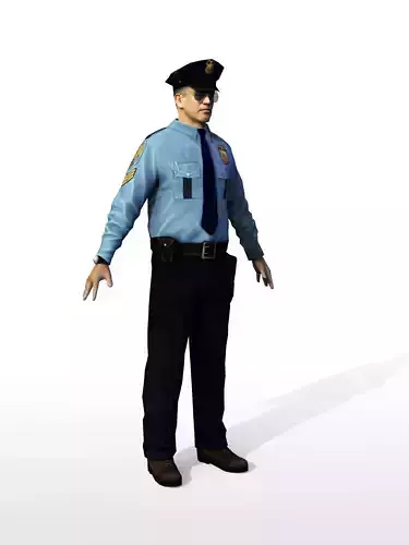 Policeman in sunglass Rigged Character  Low-poly 3D model
