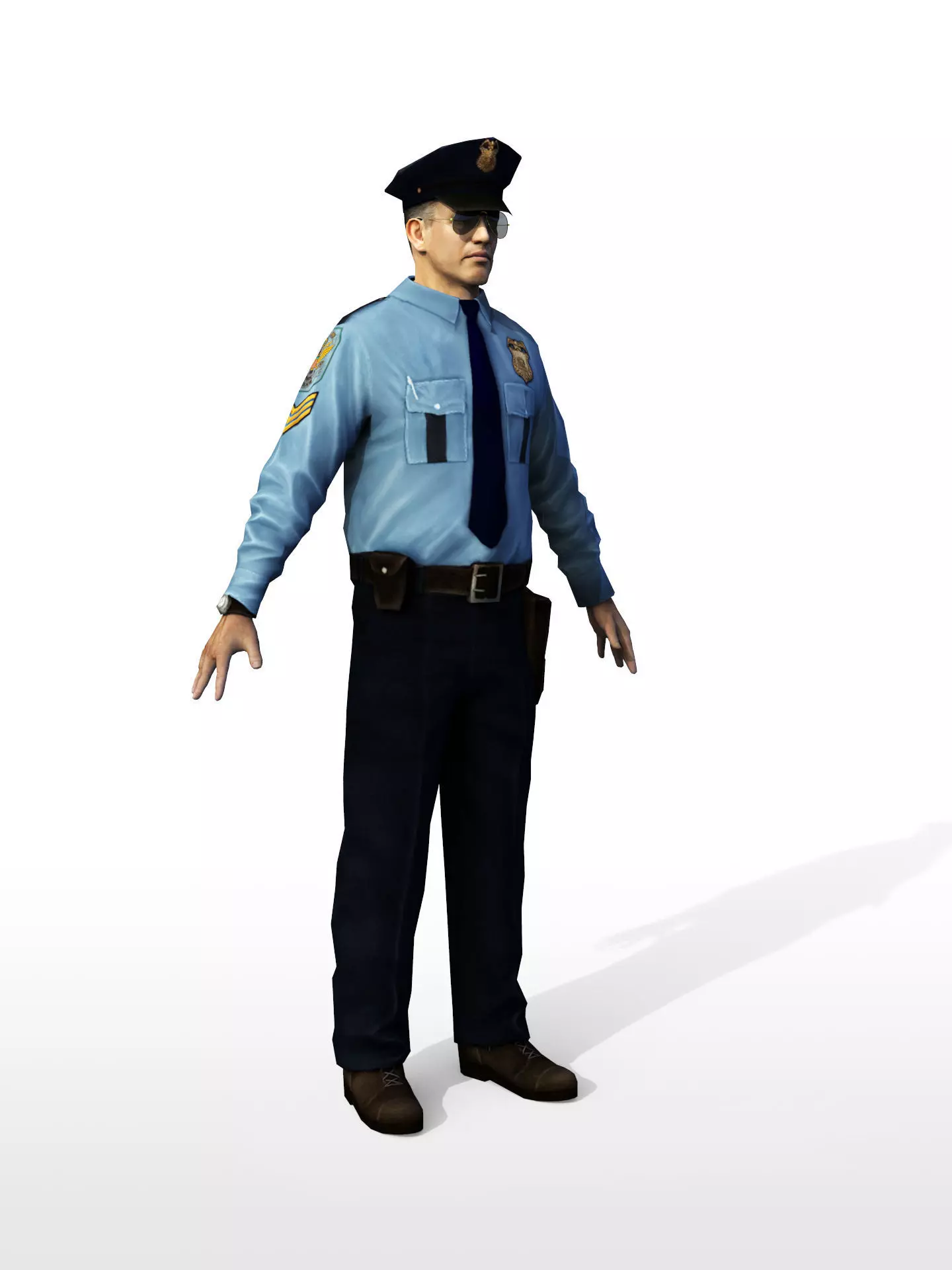 Policeman in sunglass Rigged Character  Low-poly 3D model_0