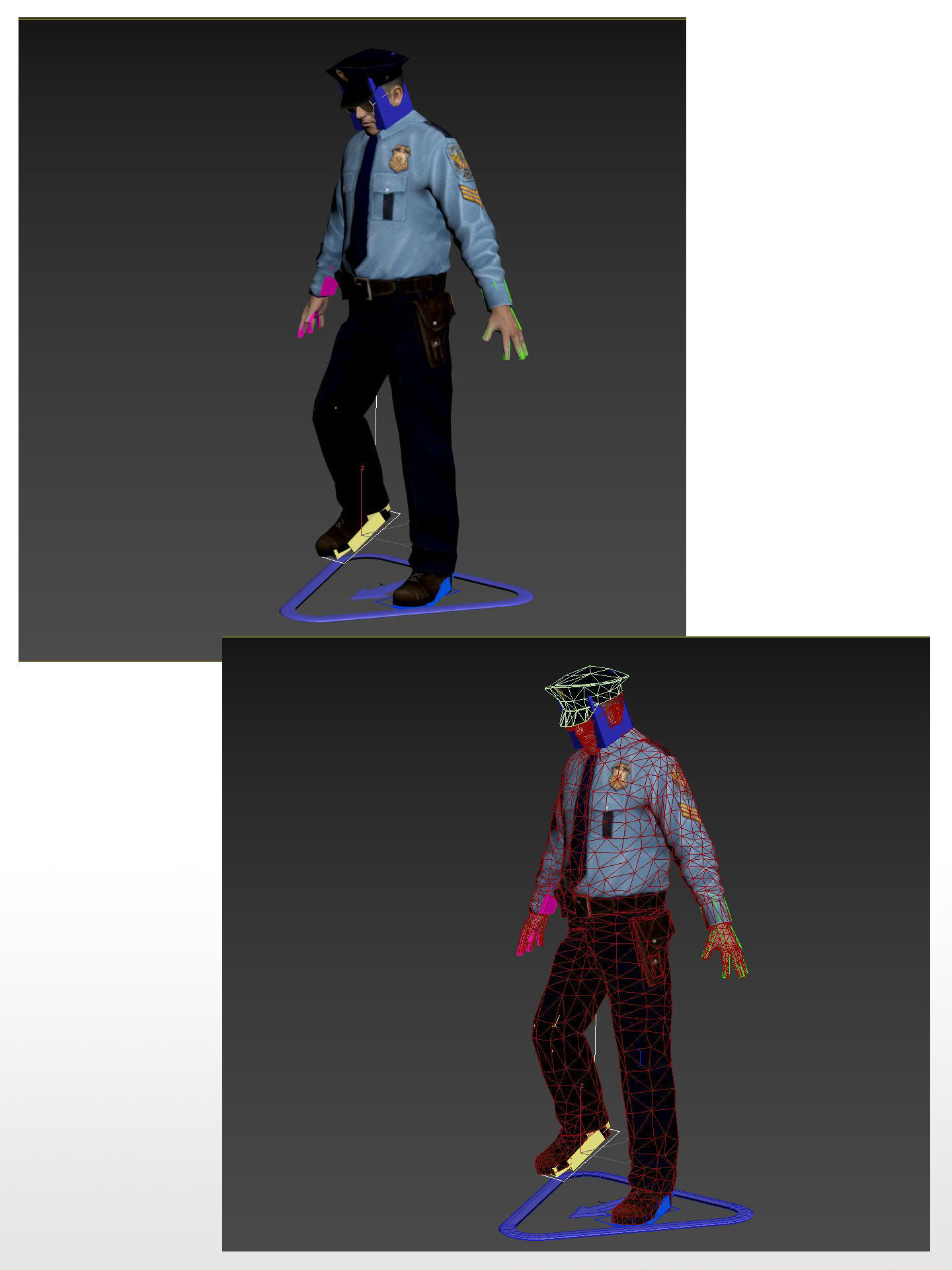 Policeman in sunglass Rigged Character  Low-poly 3D model_11