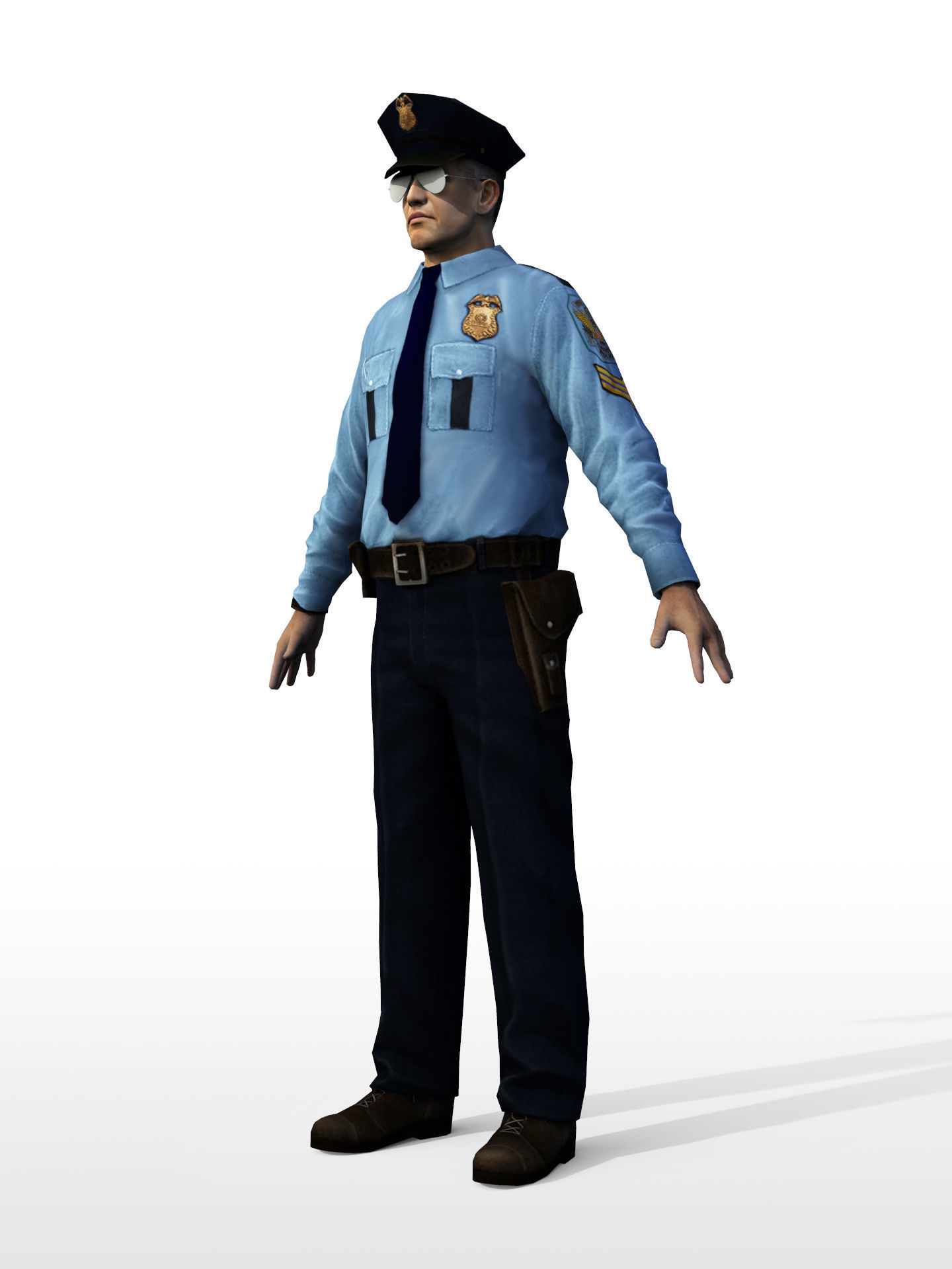 Policeman in sunglass Rigged Character  Low-poly 3D model_3