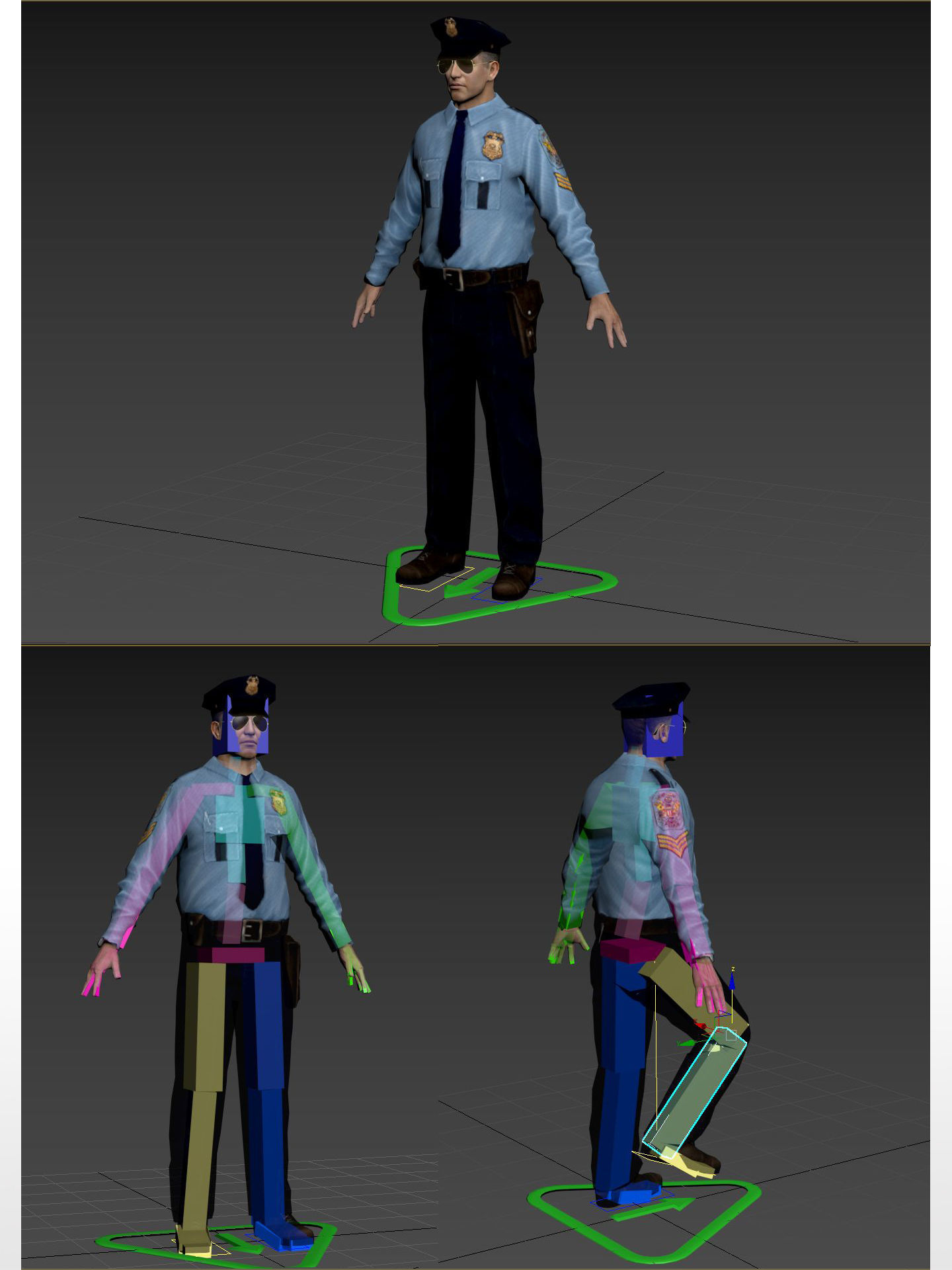 Policeman in sunglass Rigged Character  Low-poly 3D model_9