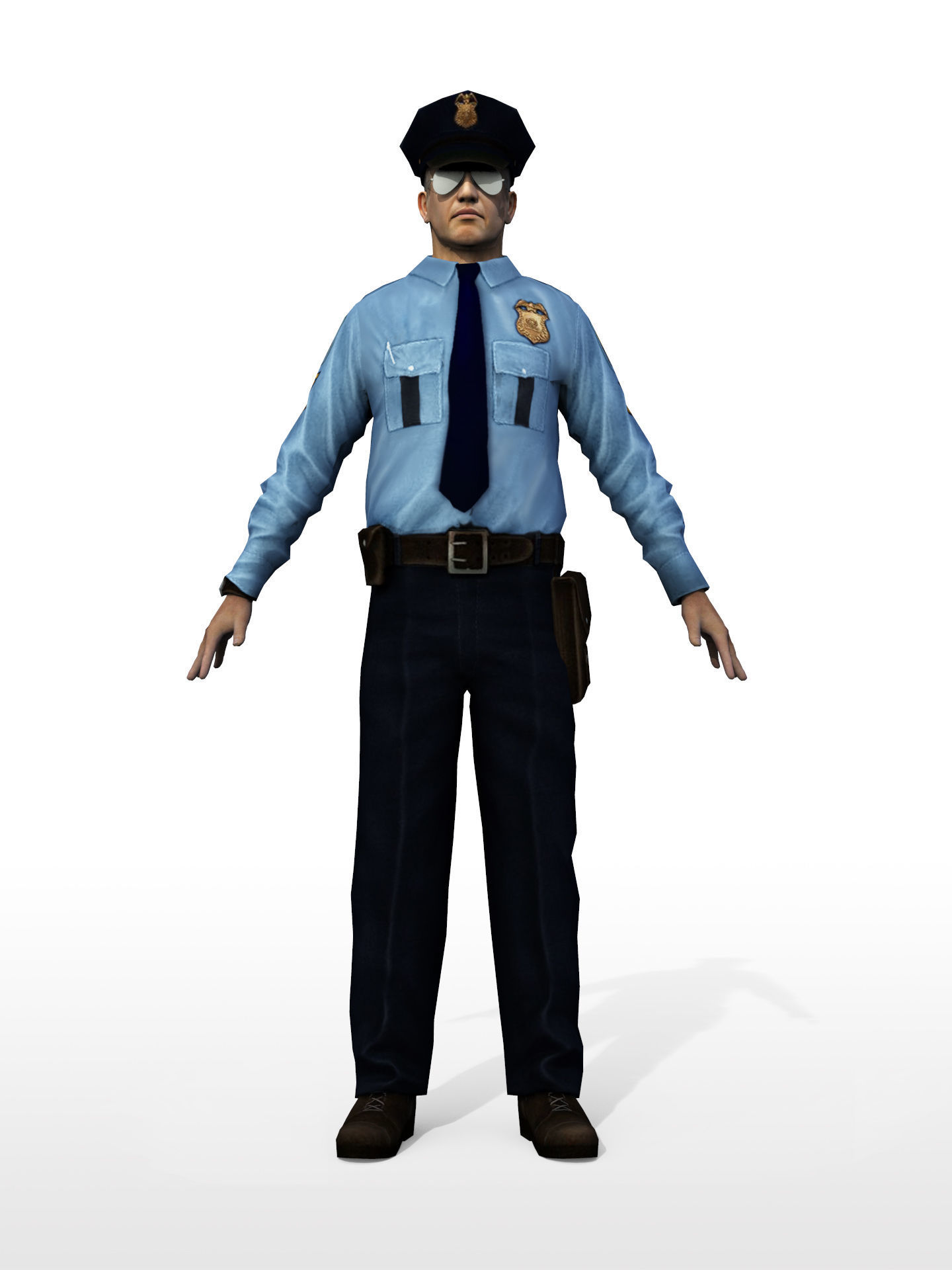 Policeman in sunglass Rigged Character  Low-poly 3D model_1