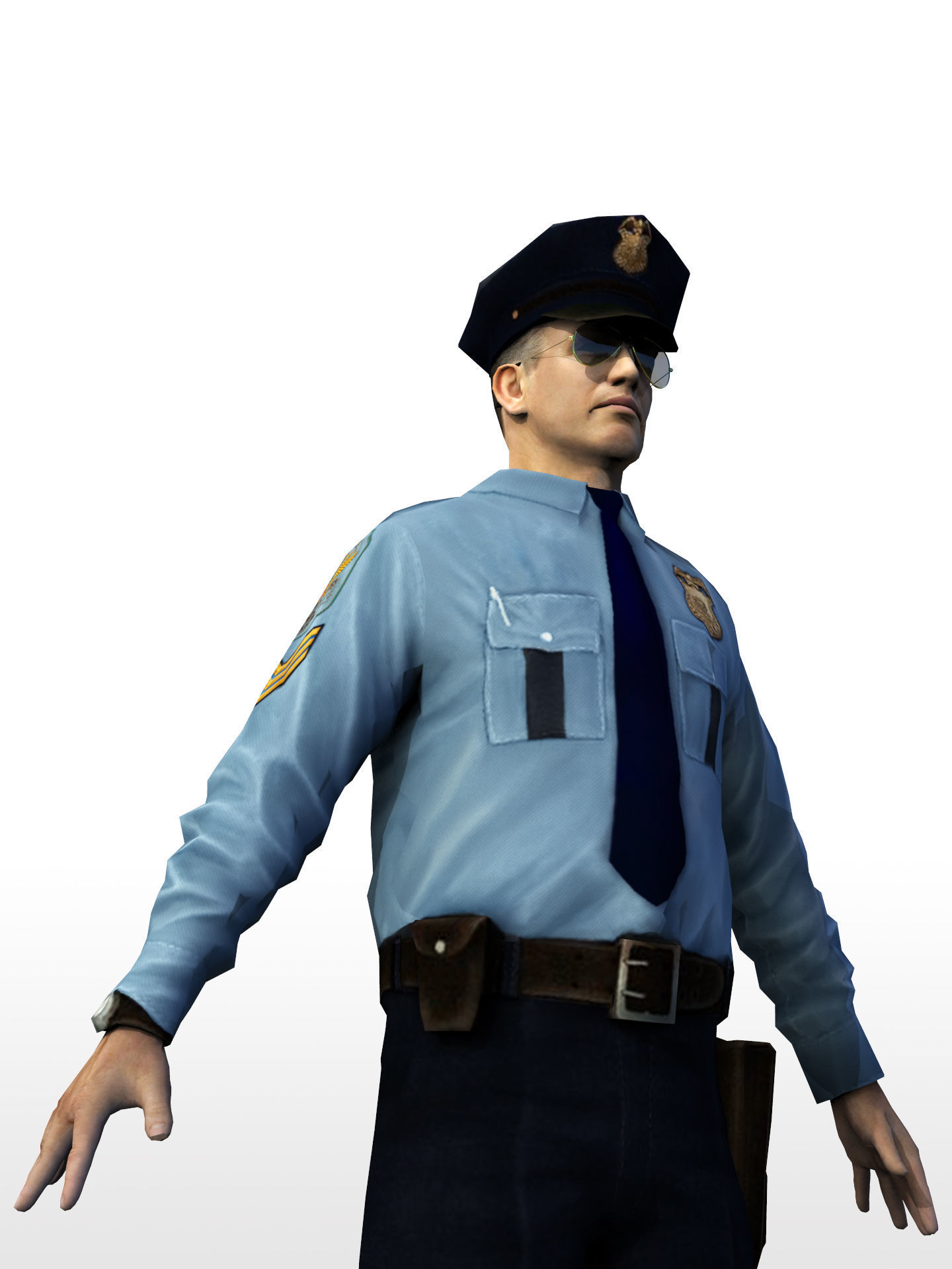 Policeman in sunglass Rigged Character  Low-poly 3D model_5