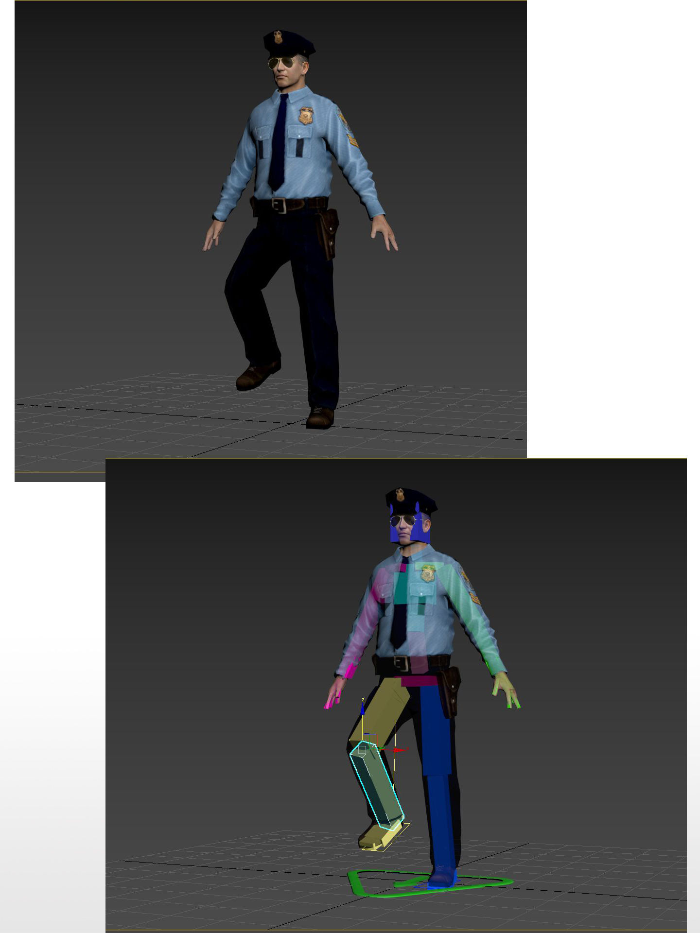 Policeman in sunglass Rigged Character  Low-poly 3D model_10
