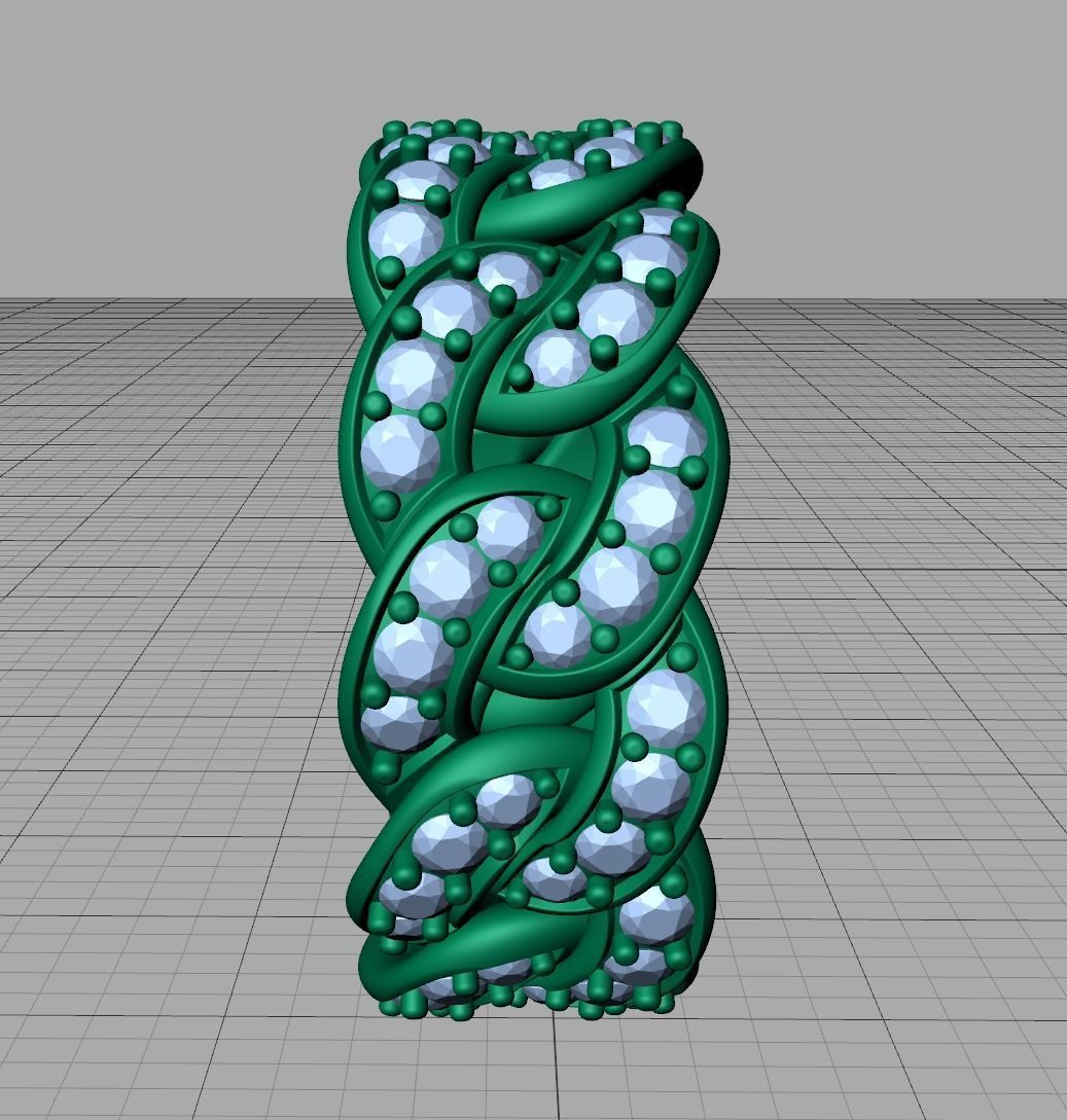 DIAMOND Cuban Link Chain Ring Stackable Ring 10mm wide 21mm SIZE 3D print model_12