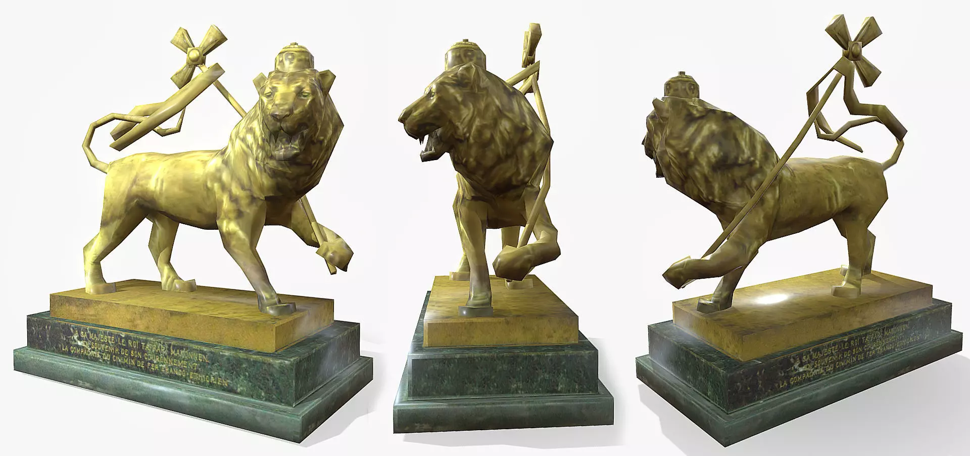 3D lowpoly Gold Lion Statue Low-poly 3D model