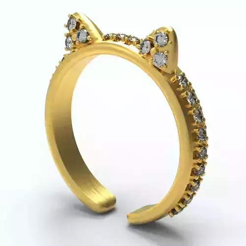 Cat Ears Ring With Pace in Ears and Body 3D print model