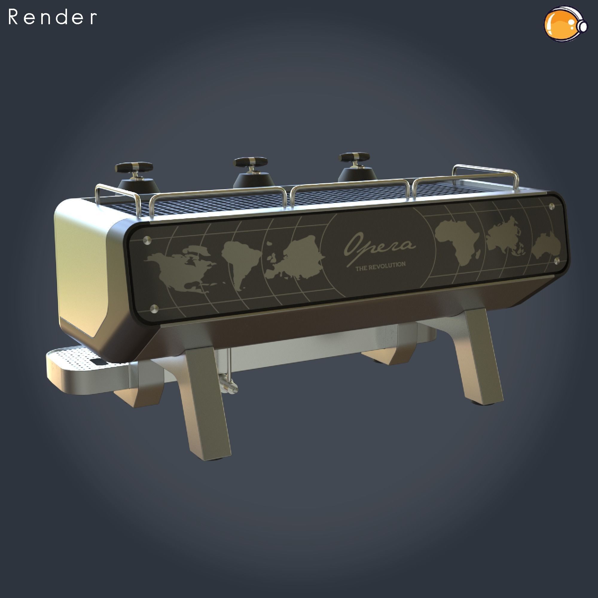 COFFEE MACHINE SANREMO OPERA ALUMINIUM PBR ESPRESSO 3D model 3D model_3