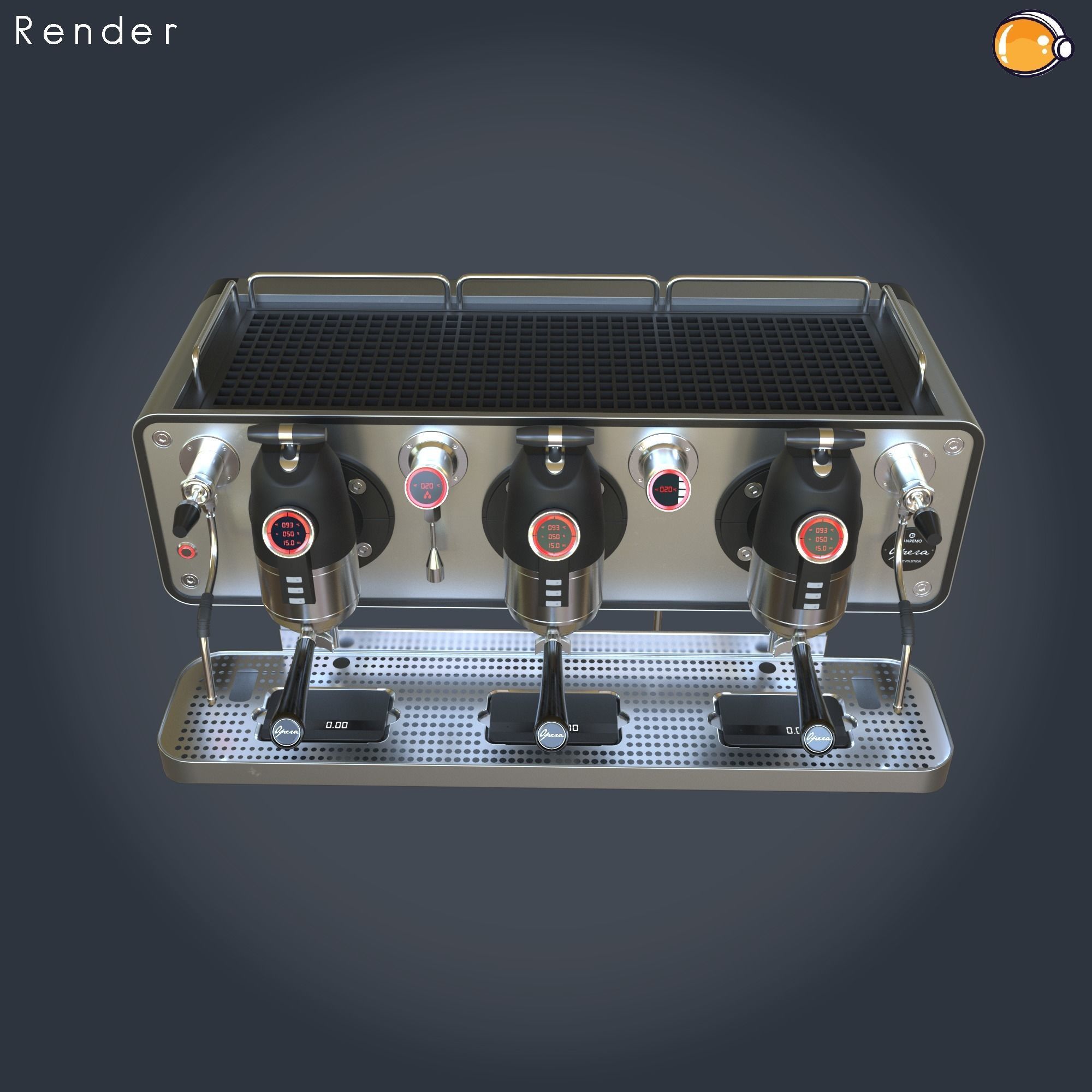 COFFEE MACHINE SANREMO OPERA ALUMINIUM PBR ESPRESSO 3D model 3D model_1