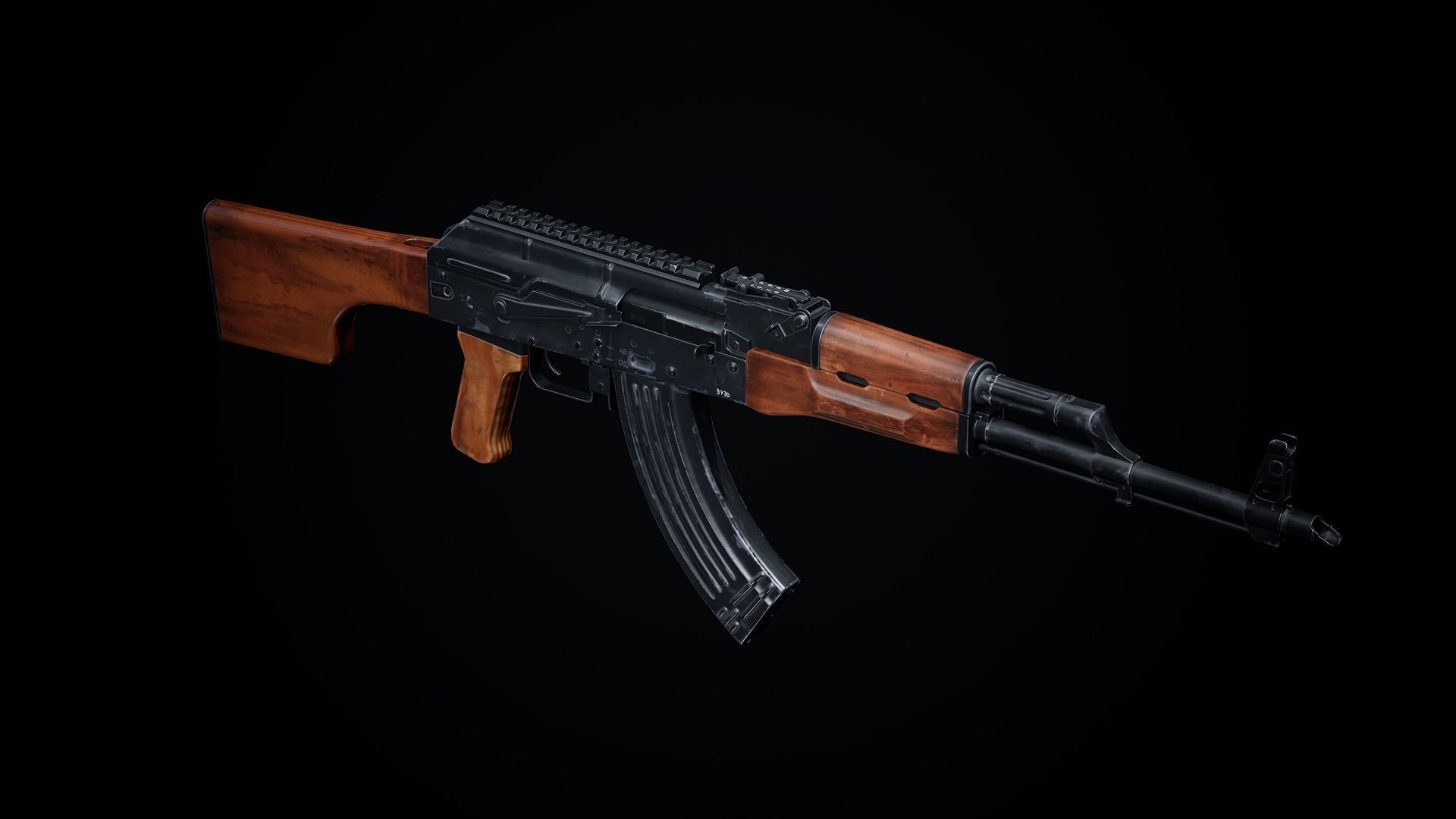 AK-47 Variants PBR Low-poly 3D model_2
