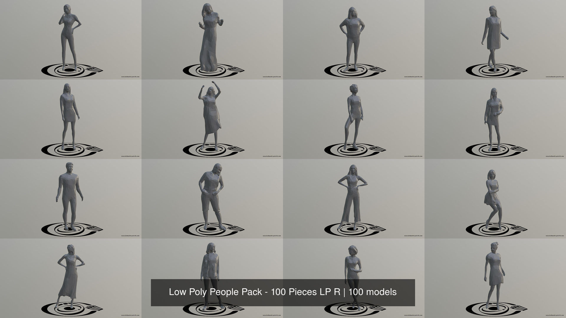 Low Poly People Pack - 100 Pieces LP R 3D Model Collection_10