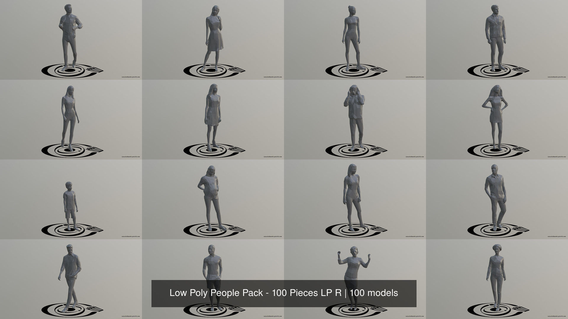 Low Poly People Pack - 100 Pieces LP R 3D Model Collection_6