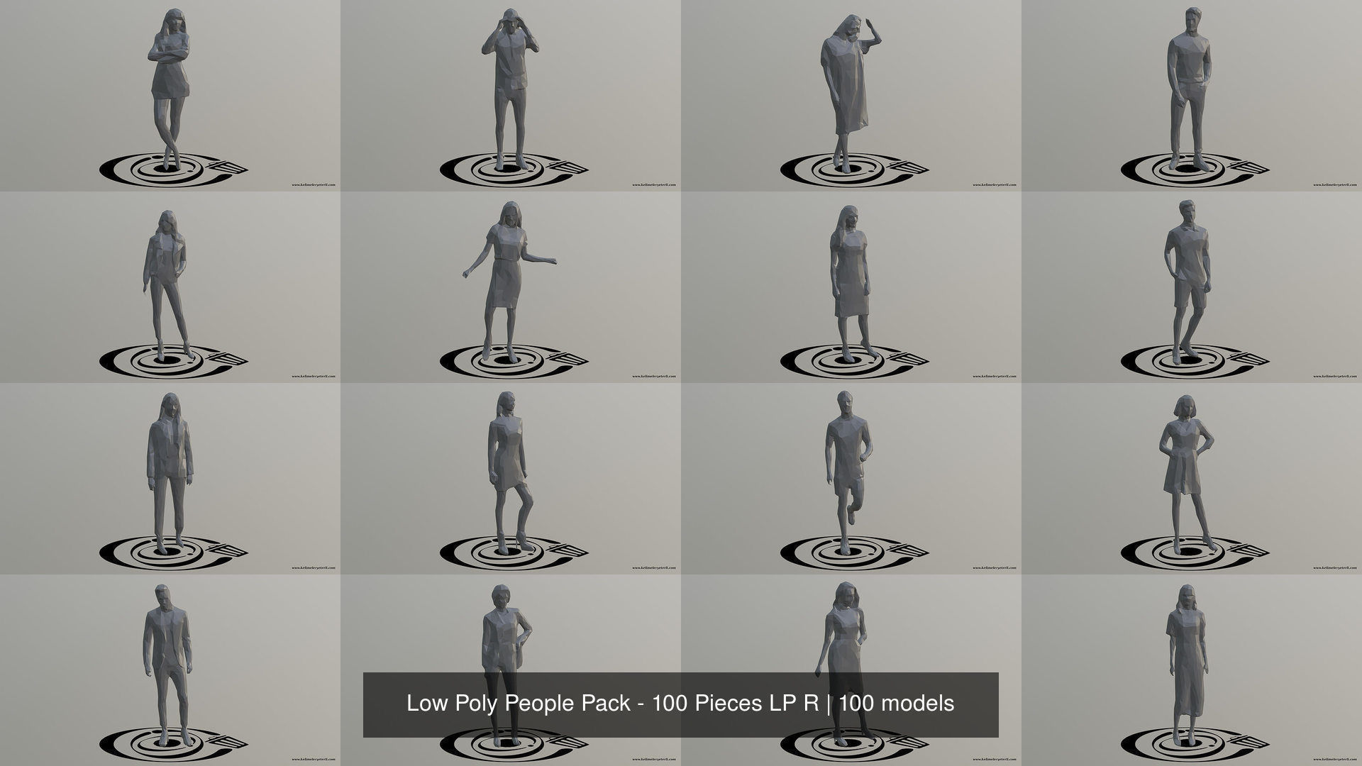 Low Poly People Pack - 100 Pieces LP R 3D Model Collection_4