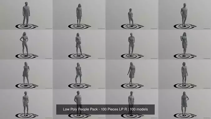 Low Poly People Pack - 100 Pieces LP R 3D Model Collection