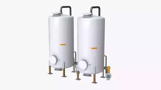 Industrial Absorbent Tank Low-poly 3D model