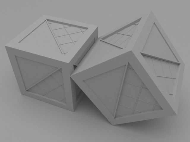 3D box model two cubes 3D model_7
